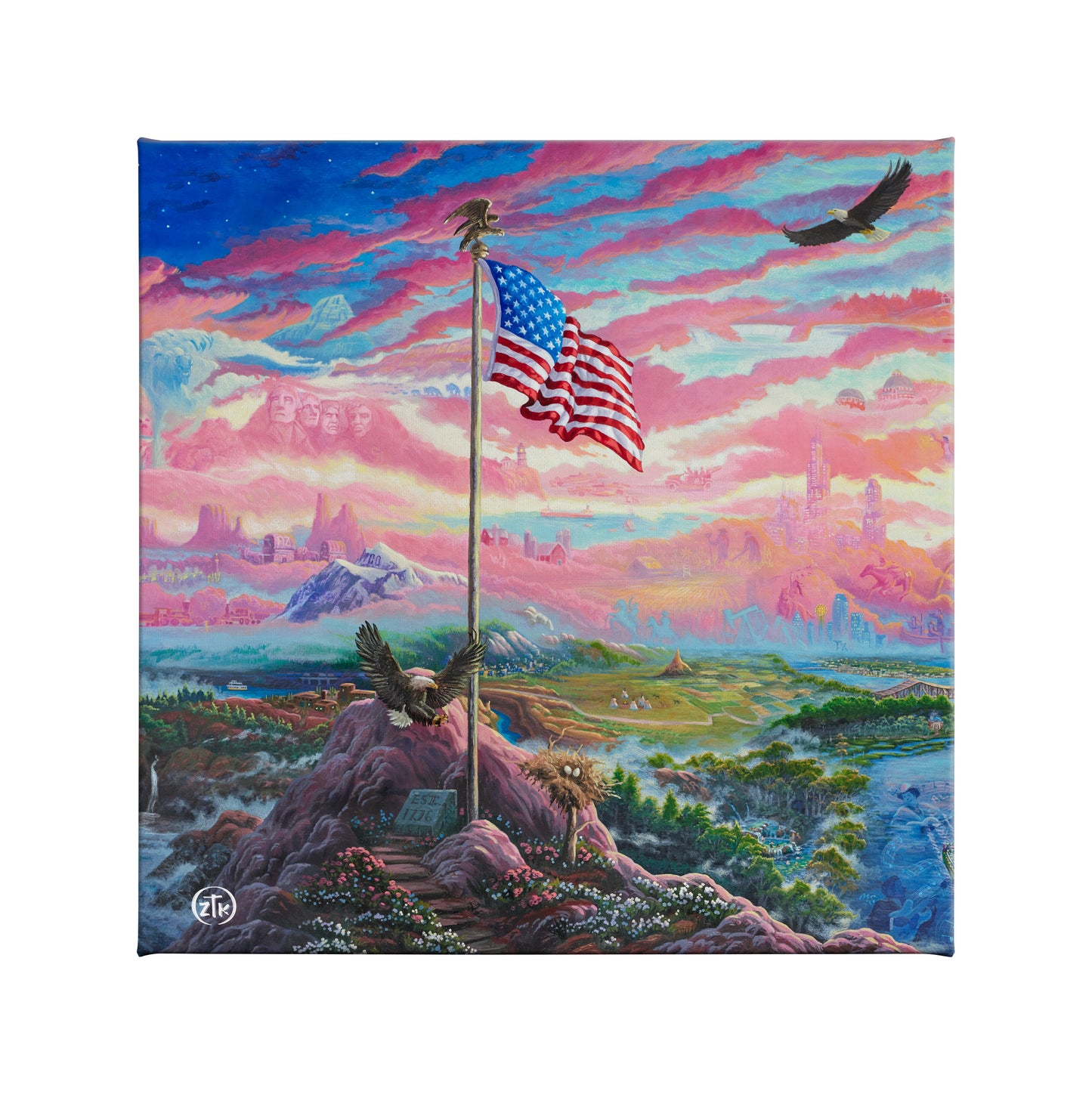 From Sea to Shining Sea - 14" x 14" Gallery Wrapped Canvas