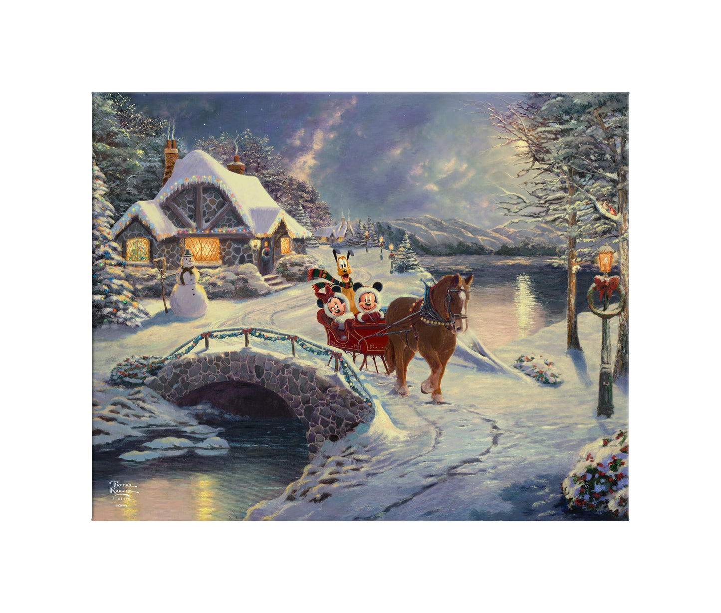Disney Mickey and Minnie Evening Sleigh Ride - 24" x 30" Gallery Wrapped Canvas