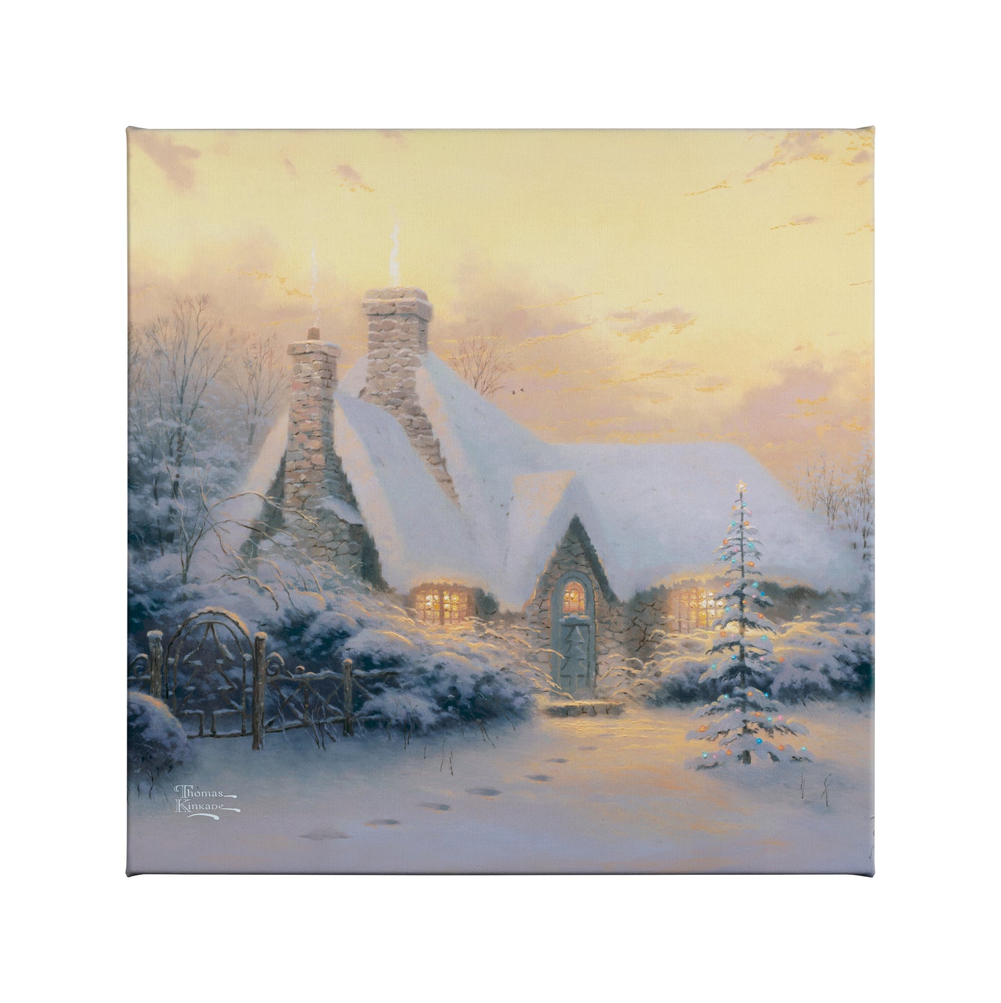 Christmas Tree Cottage - 14" x 14" Gallery Wrapped Canvas