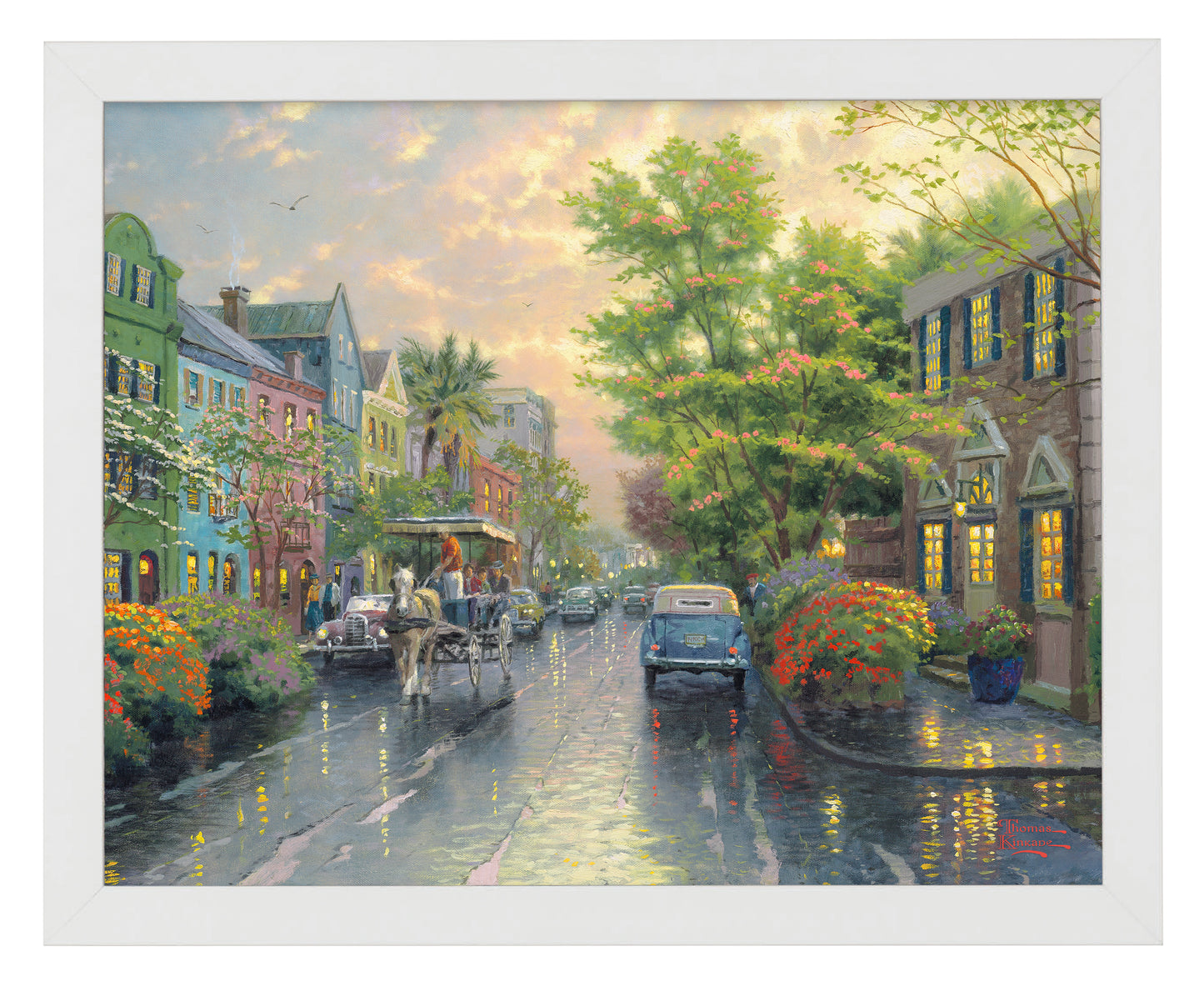 Charleston, Sunset on Rainbow Row - Art Prints