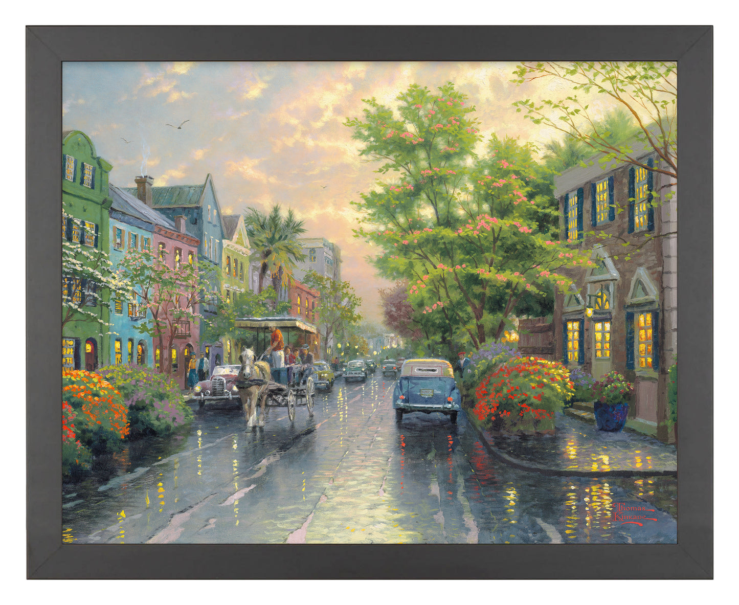 Charleston, Sunset on Rainbow Row - Art Prints