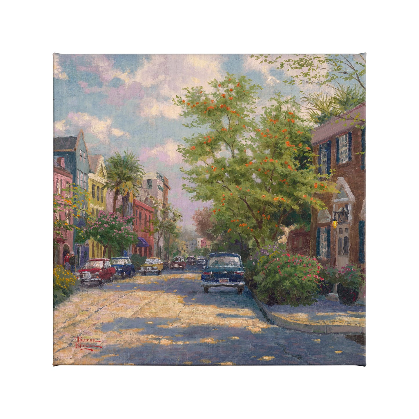 Rainbow Row, Charleston - 14" x 14" Gallery Wrapped Canvas