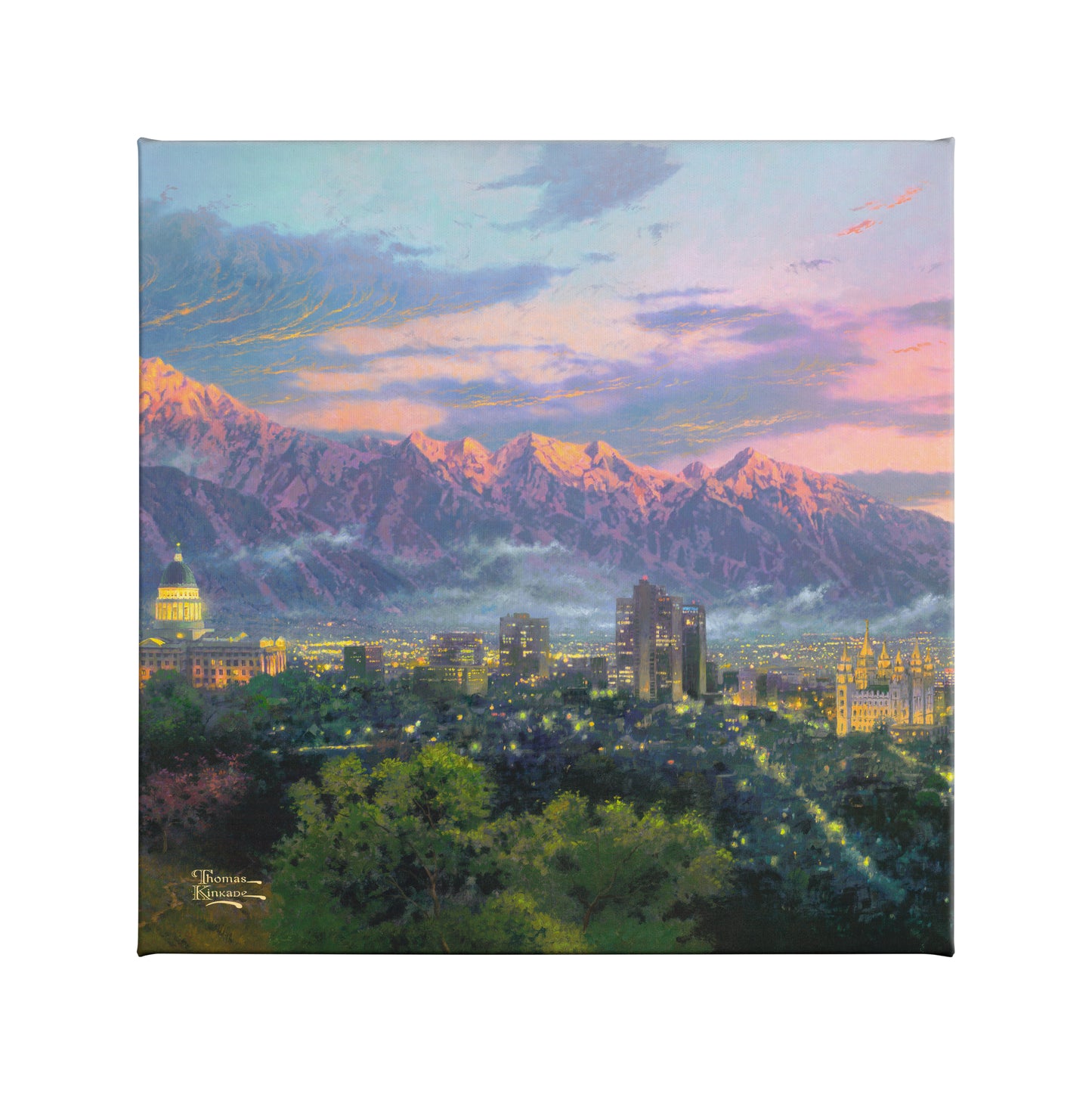 Salt Lake: City of Lights - 14" x 14" Gallery Wrapped Canvas