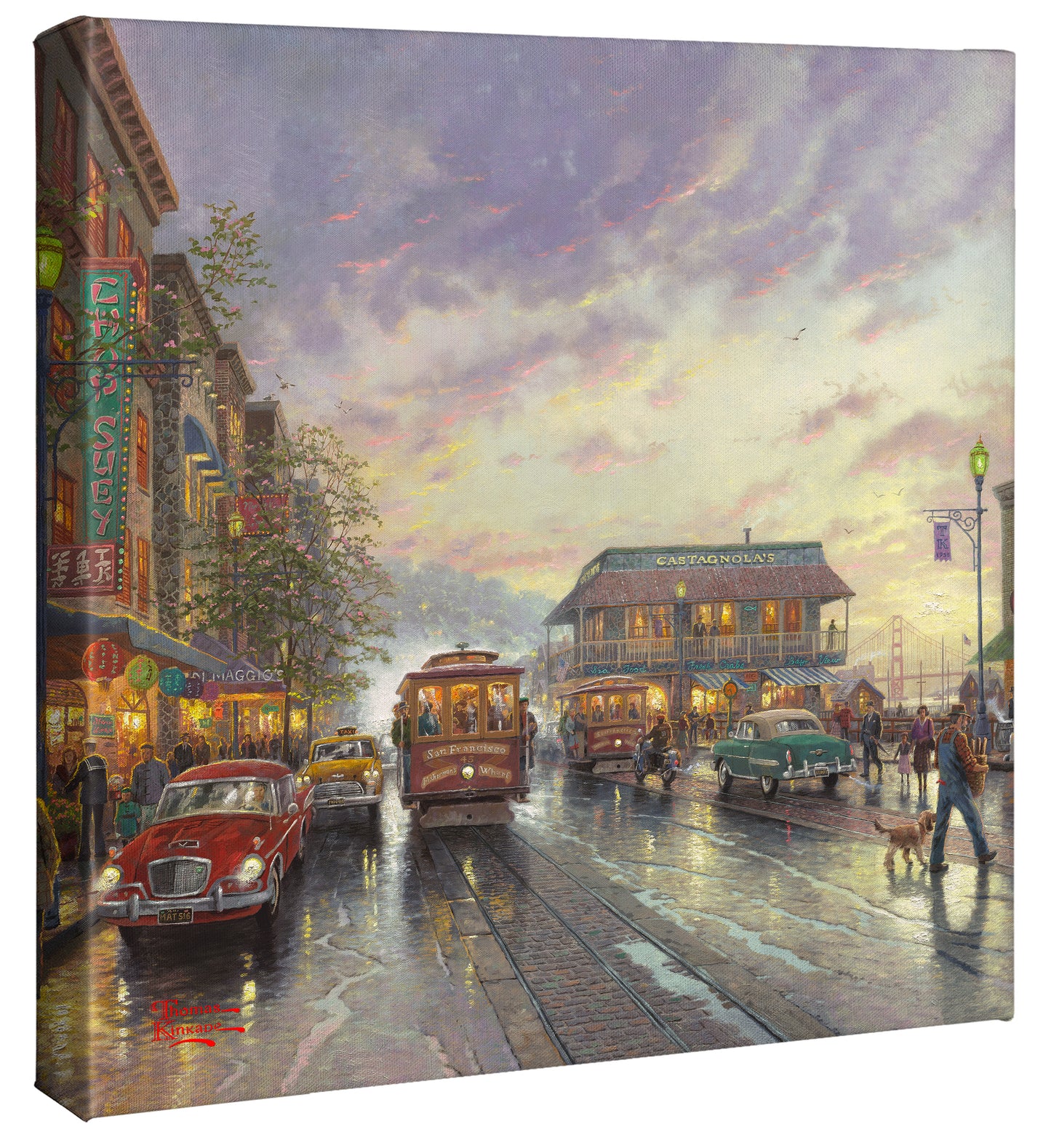 City by the Bay, Sunset on Fisherman's Wharf, San Francisco - 14" x 14" Gallery Wrapped Canvas