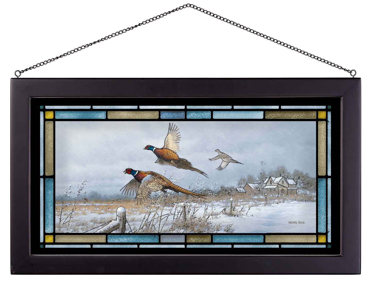 Snow Birds - Pheasants - Stained Glass Art