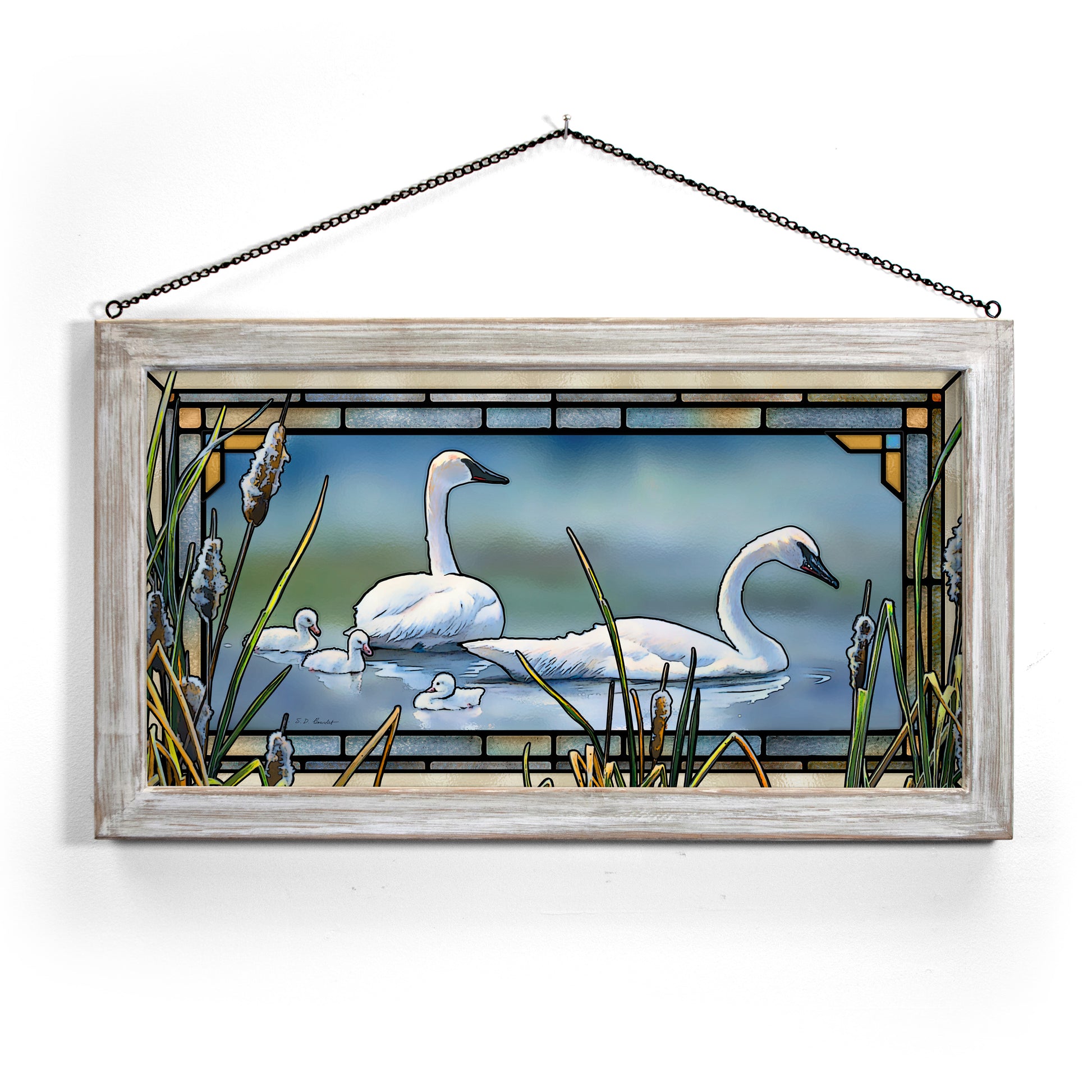  Framed swans in the river