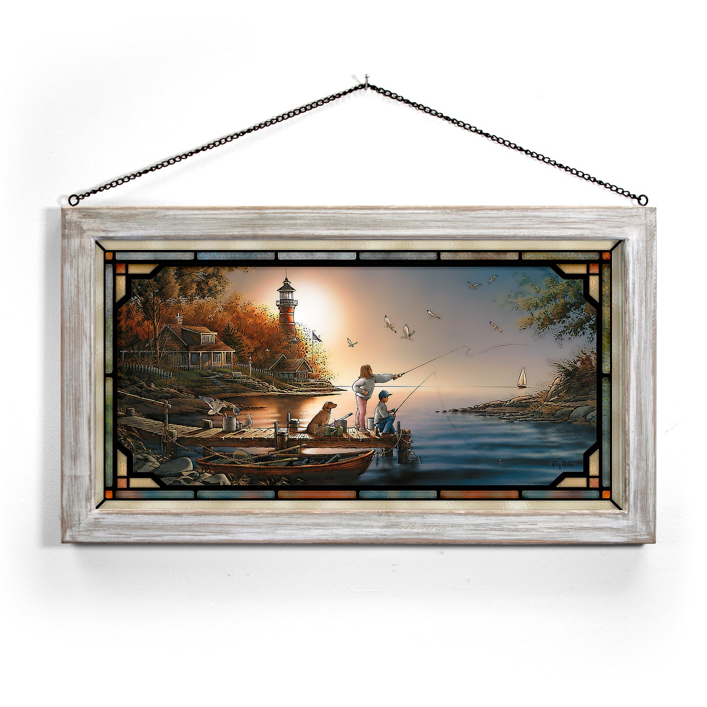 Framed painting for sunrise over the sea