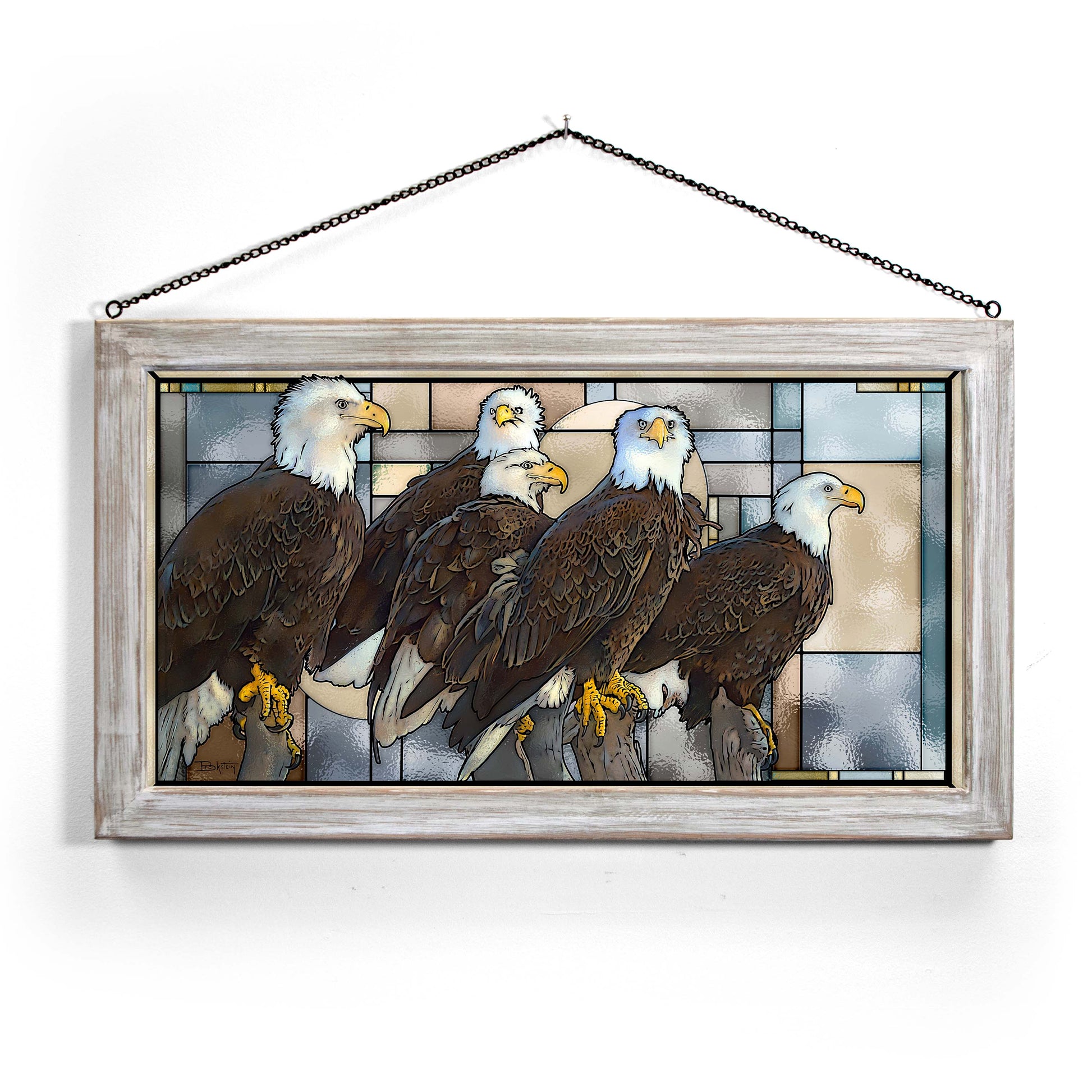 Framed painting of eagles