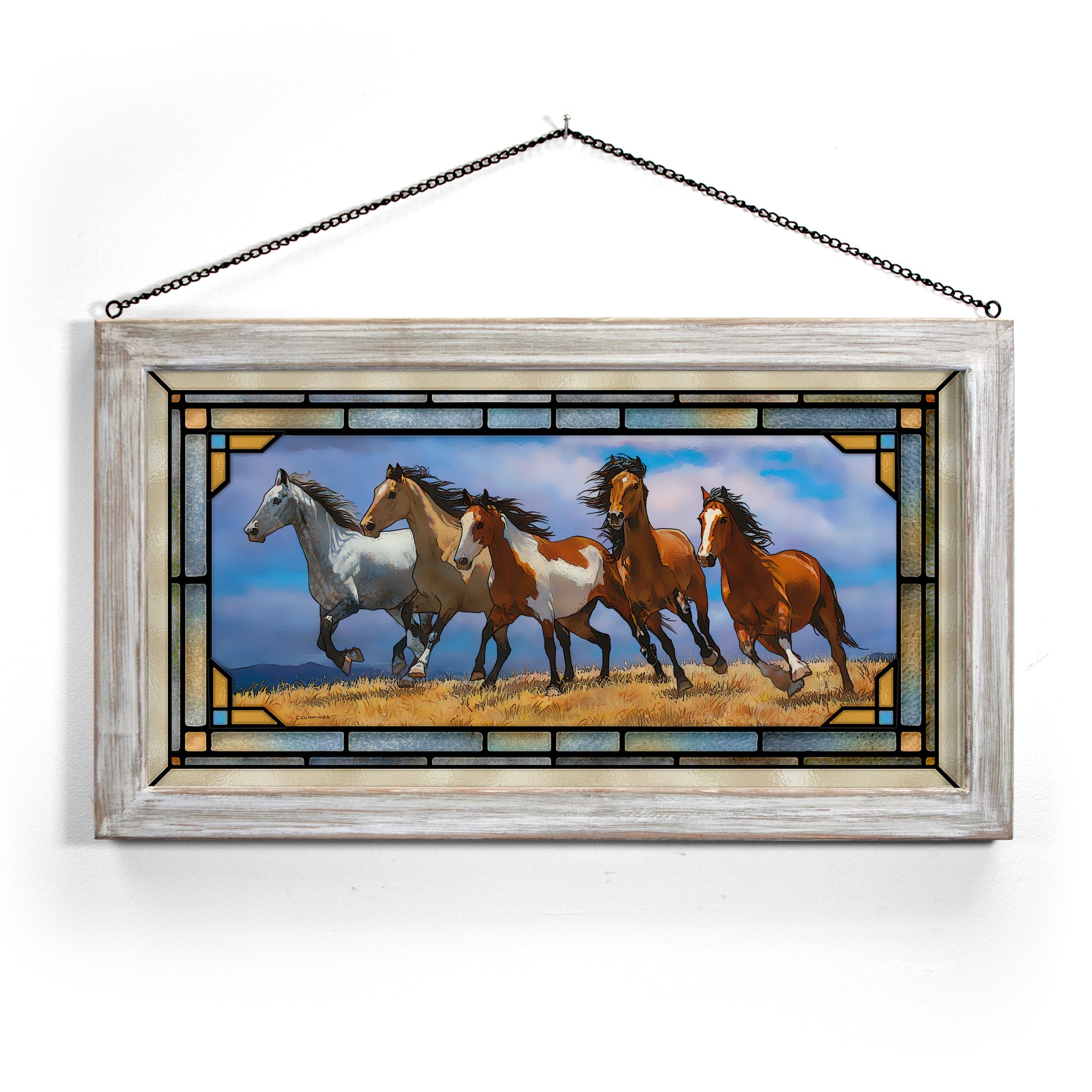 Framed running horses