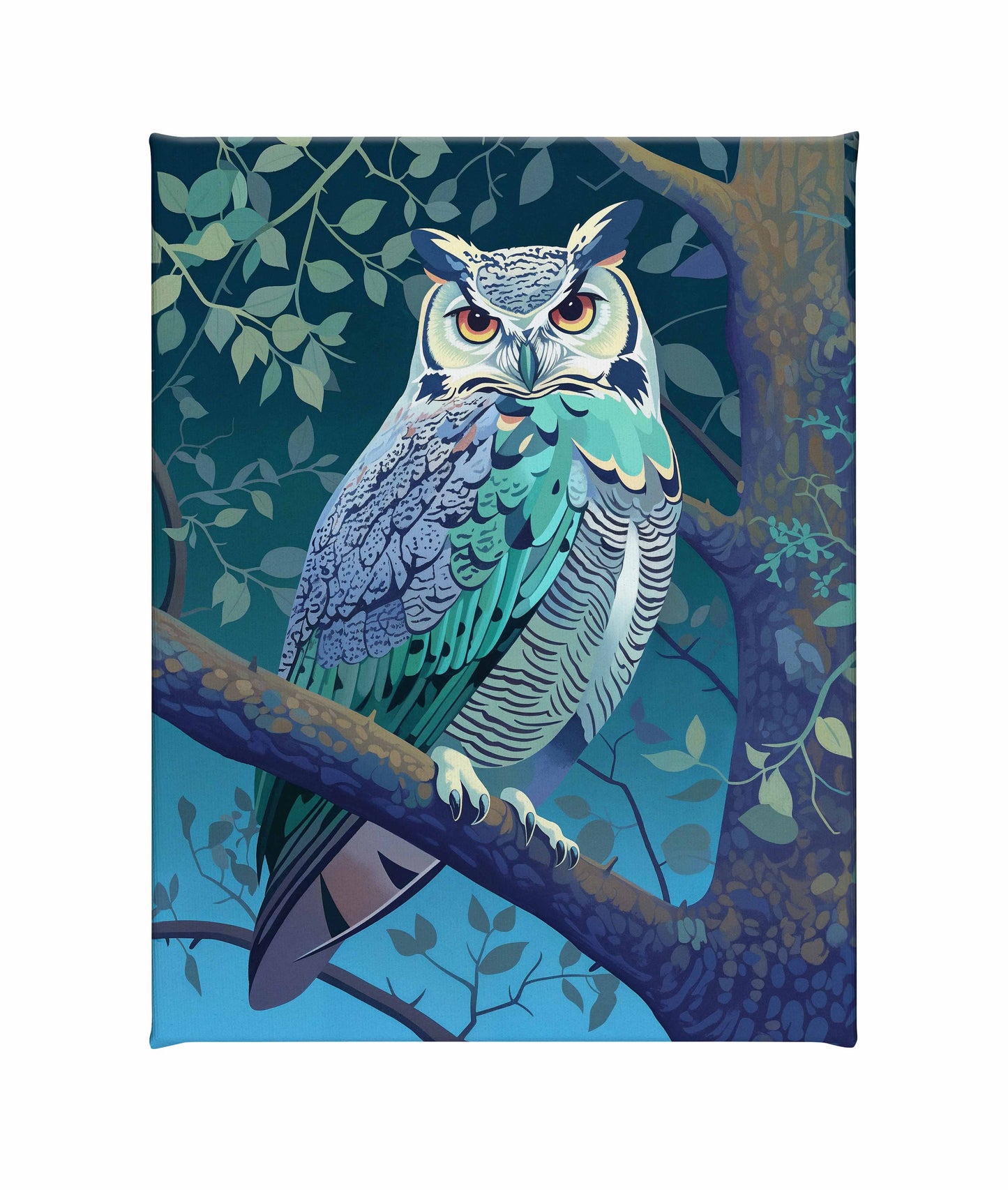 Enchanted Vigil - Owl in Twilight Canopy - Gallery Wrapped Canvas