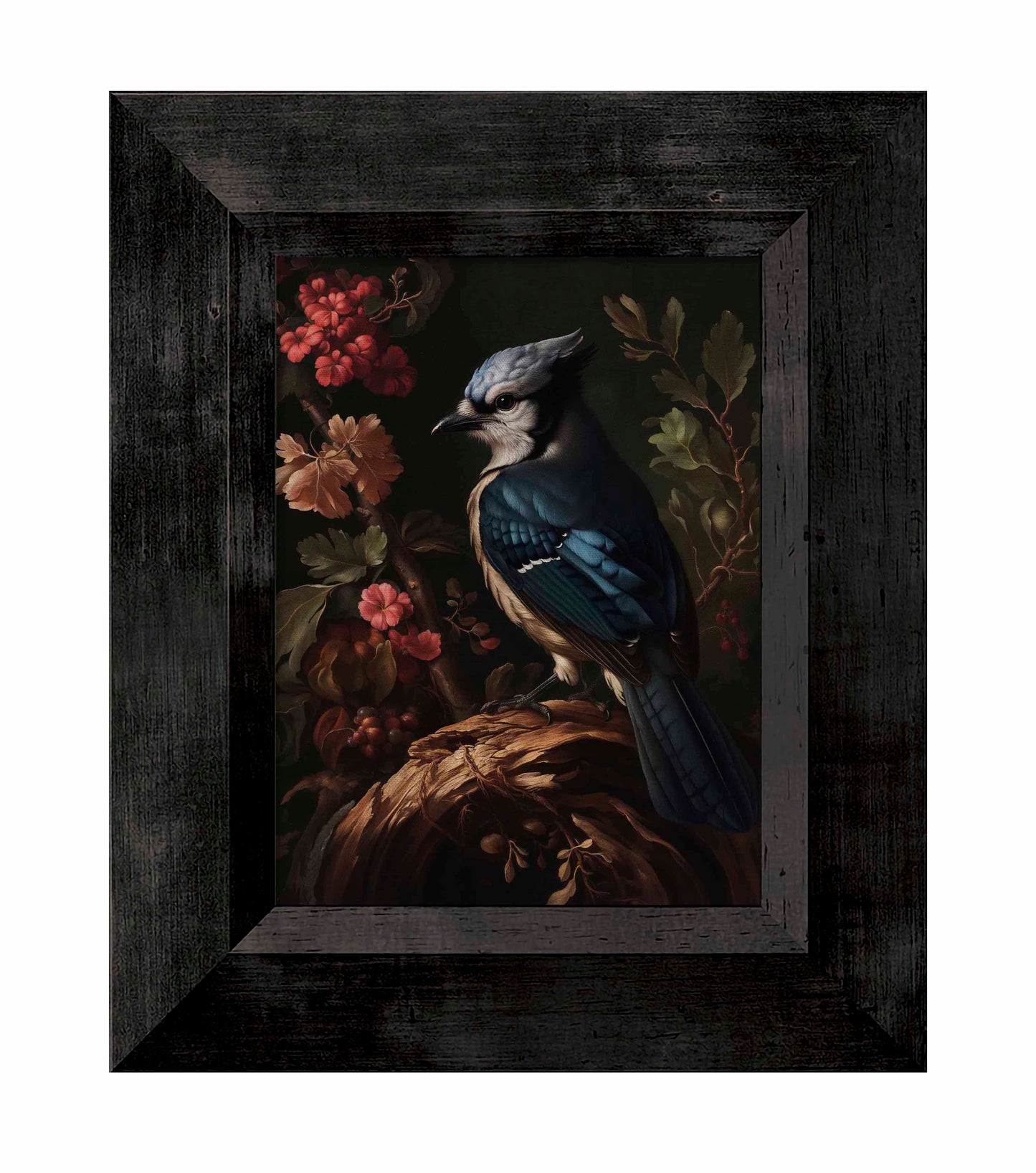 Elegance in Bloom - Blue Jay Amongst Flora - Limited Edition Canvas