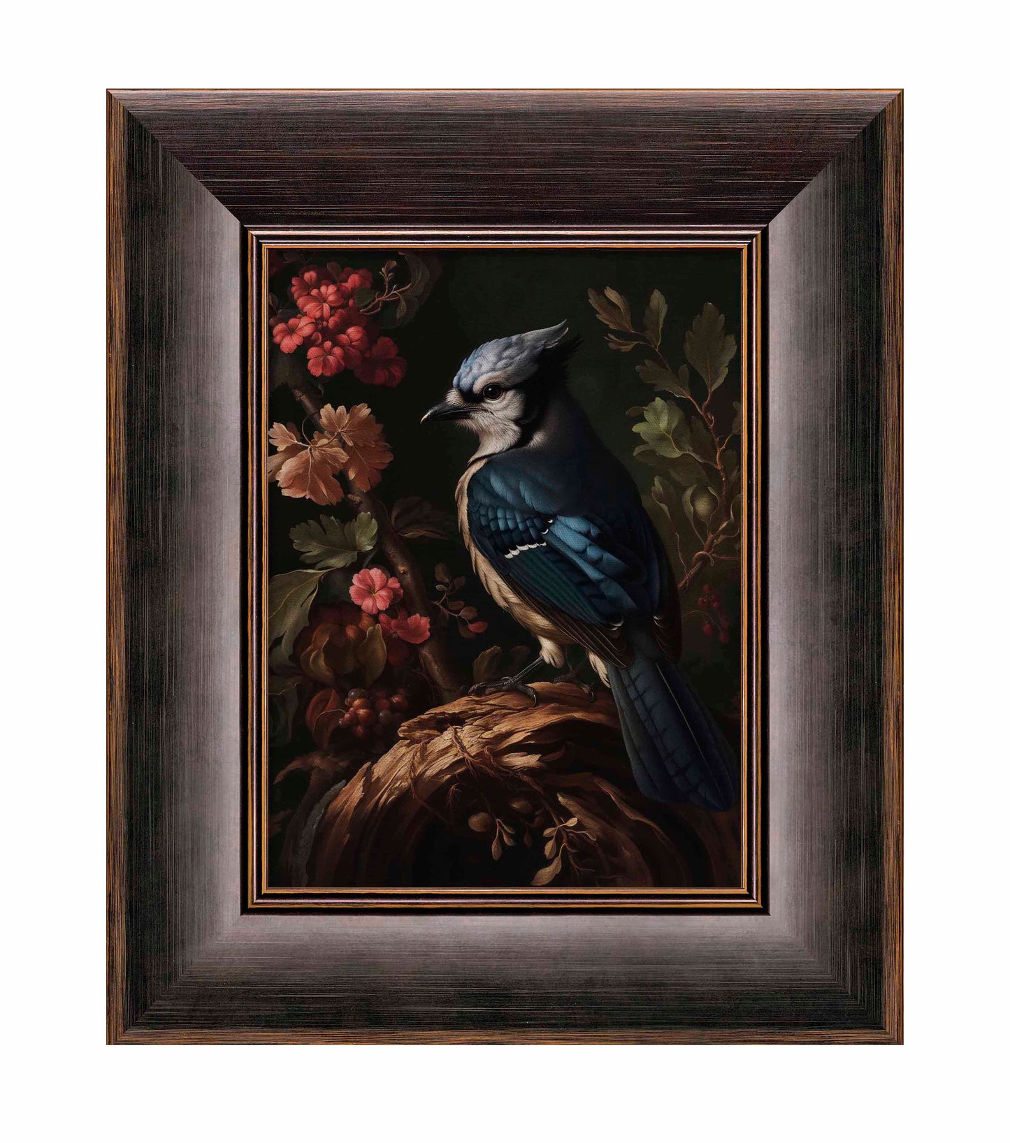 Elegance in Bloom - Blue Jay Amongst Flora - Limited Edition Canvas