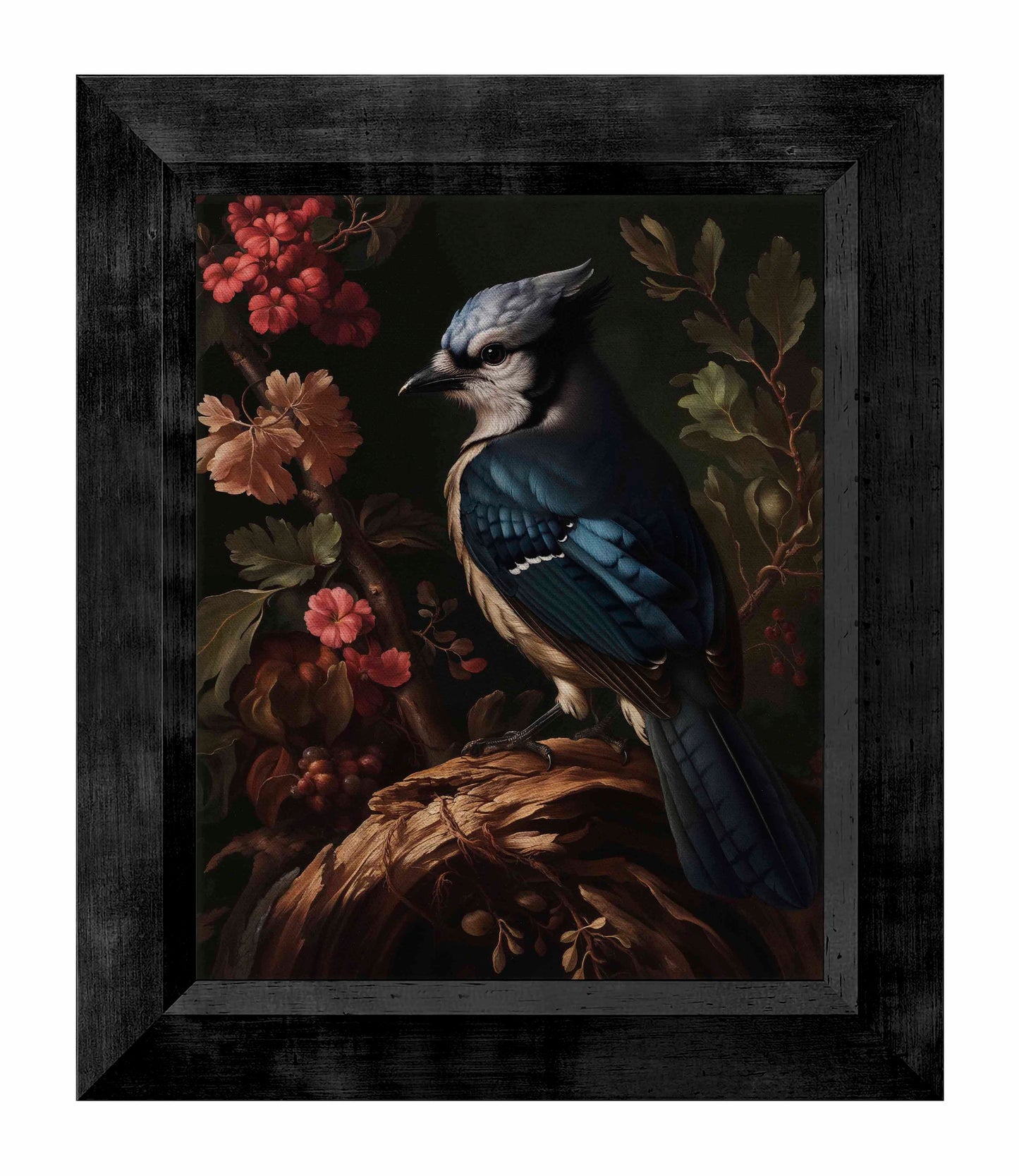 Elegance in Bloom - Blue Jay Amongst Flora - Limited Edition Canvas