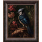 Elegance in Bloom - Blue Jay Amongst Flora - Limited Edition Canvas