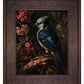 Elegance in Bloom - Blue Jay Amongst Flora - Limited Edition Canvas