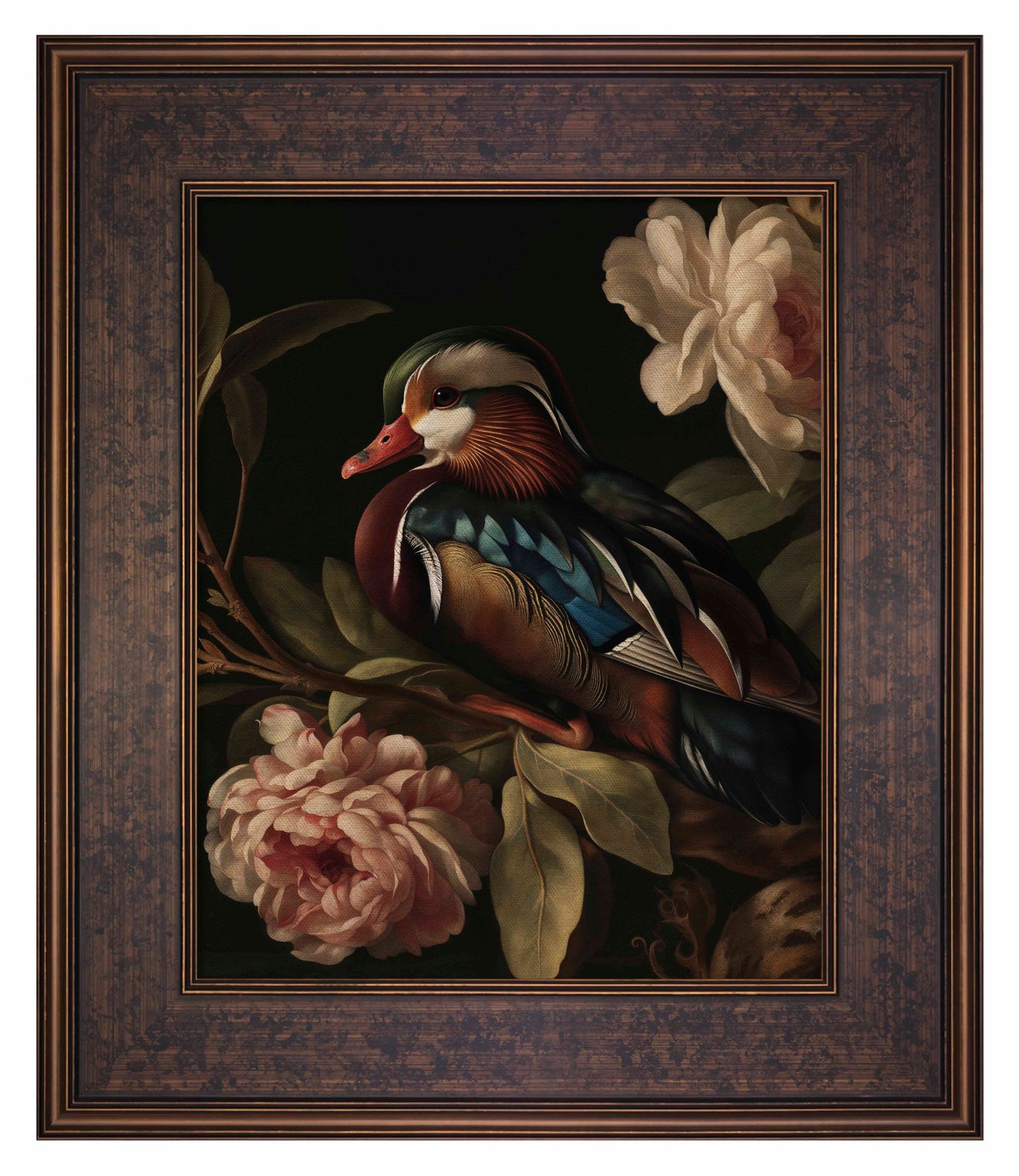 Opulent Harmony - Wood Duck with Blossoms - Limited Edition Canvas