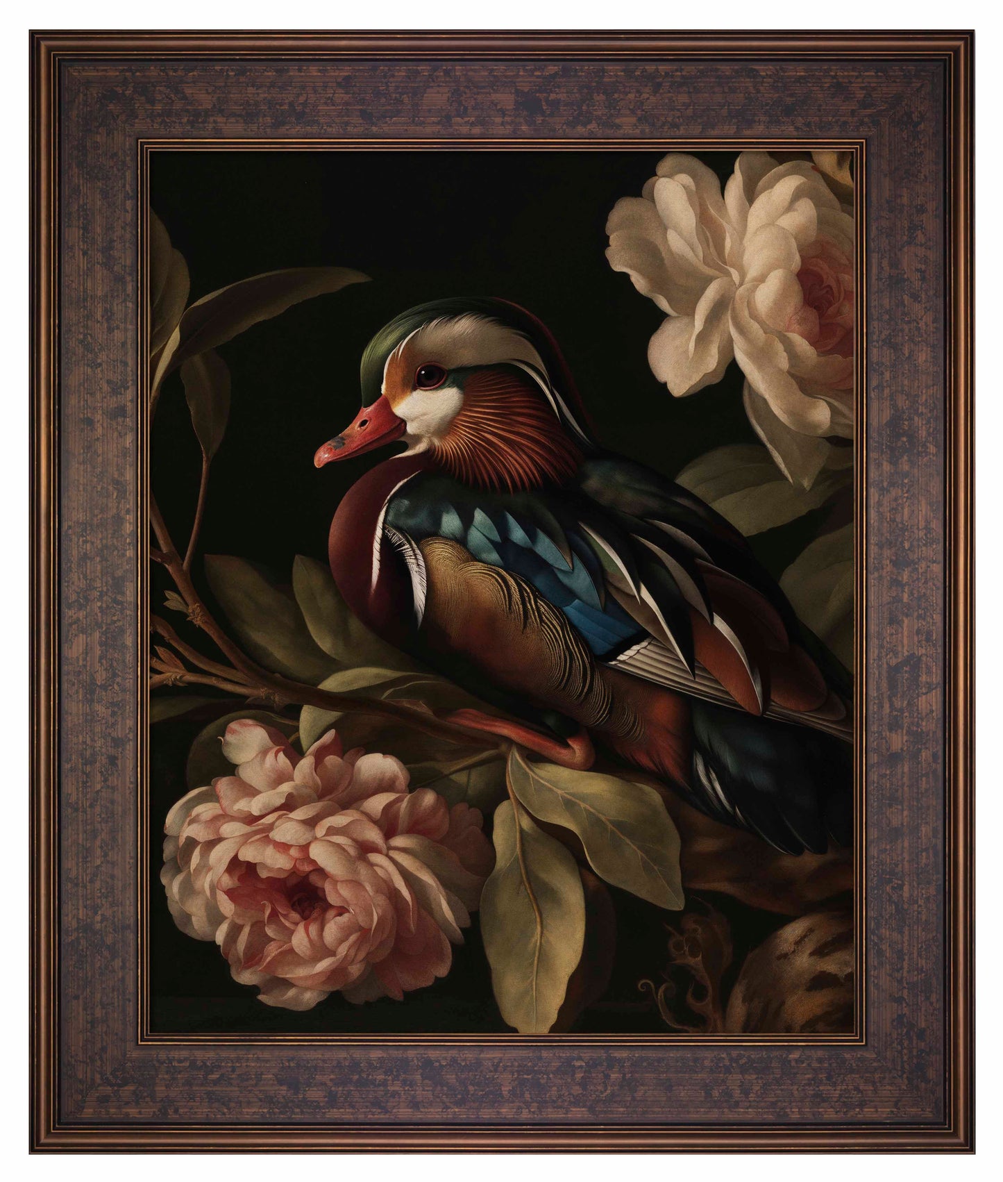 Opulent Harmony - Wood Duck with Blossoms - Limited Edition Canvas