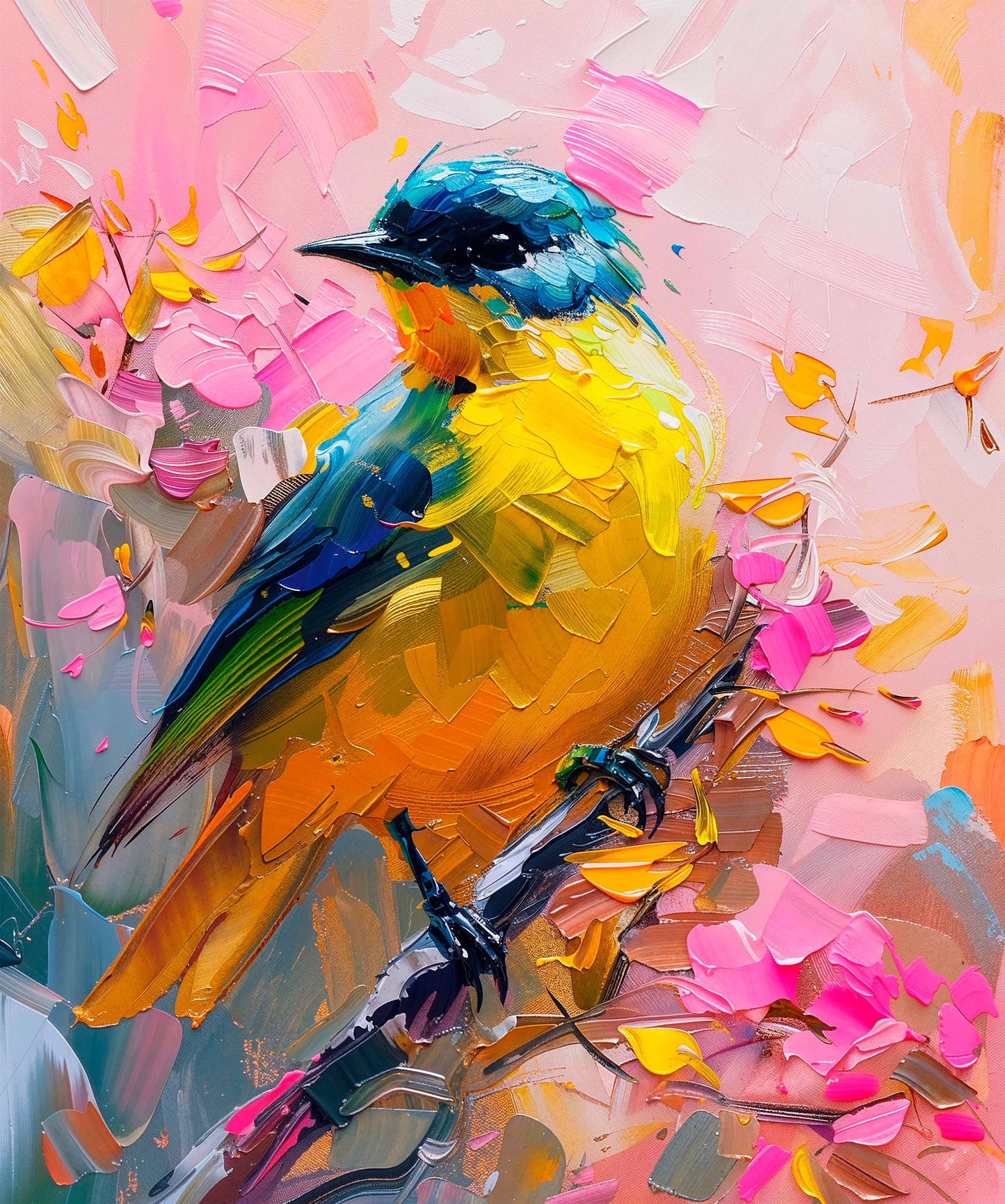 Vibrant Harmony - Songbird in Bloom - Limited Edition Canvas
