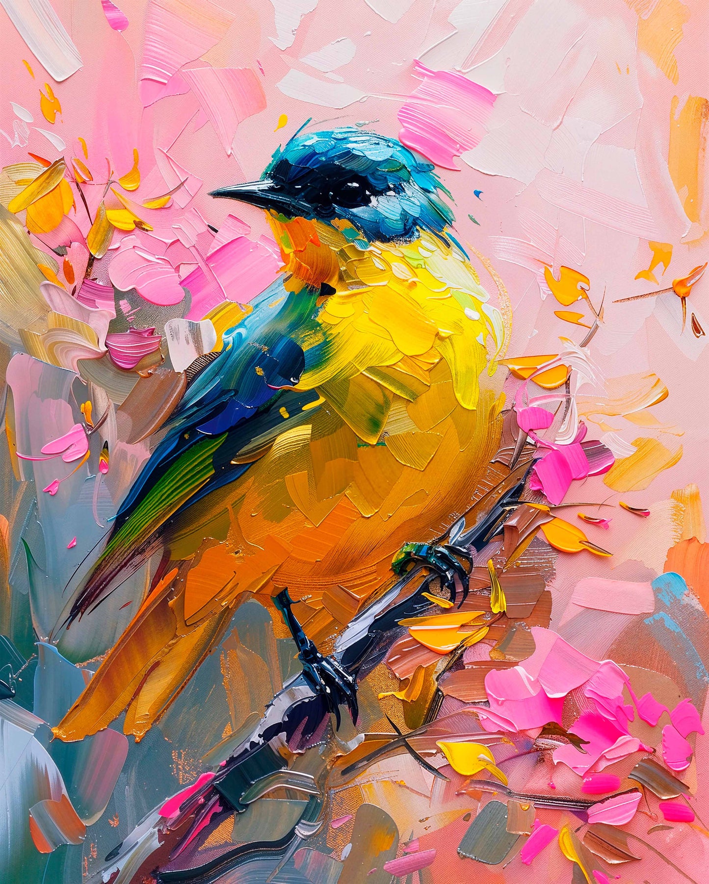 Vibrant Harmony - Songbird in Bloom - Limited Edition Canvas
