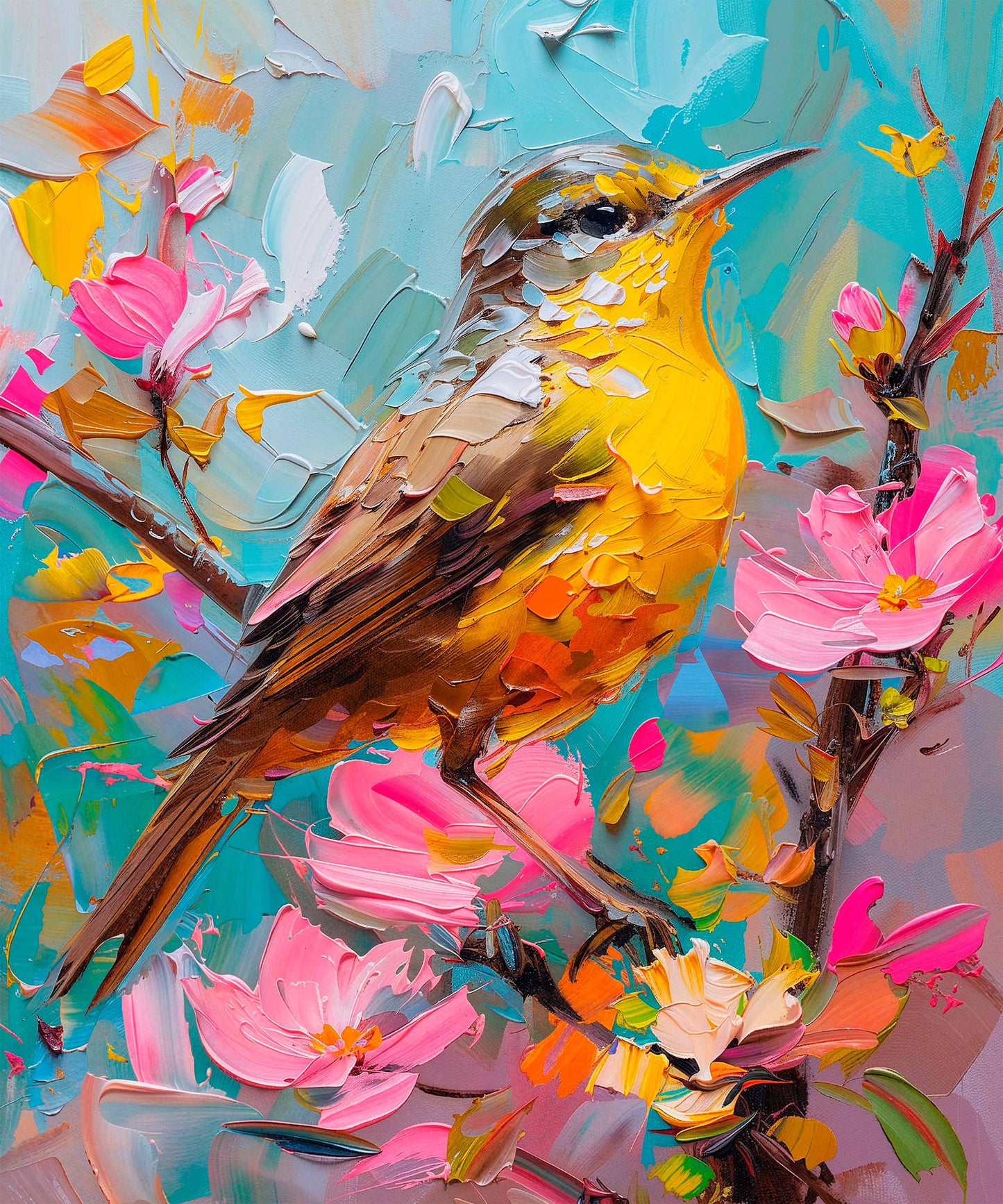 Spring Symphony - Warbler Among Blossoms - Limited Edition Canvas