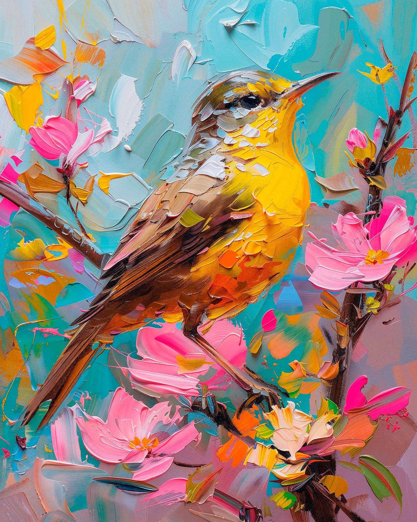 Spring Symphony - Warbler Among Blossoms - Limited Edition Canvas