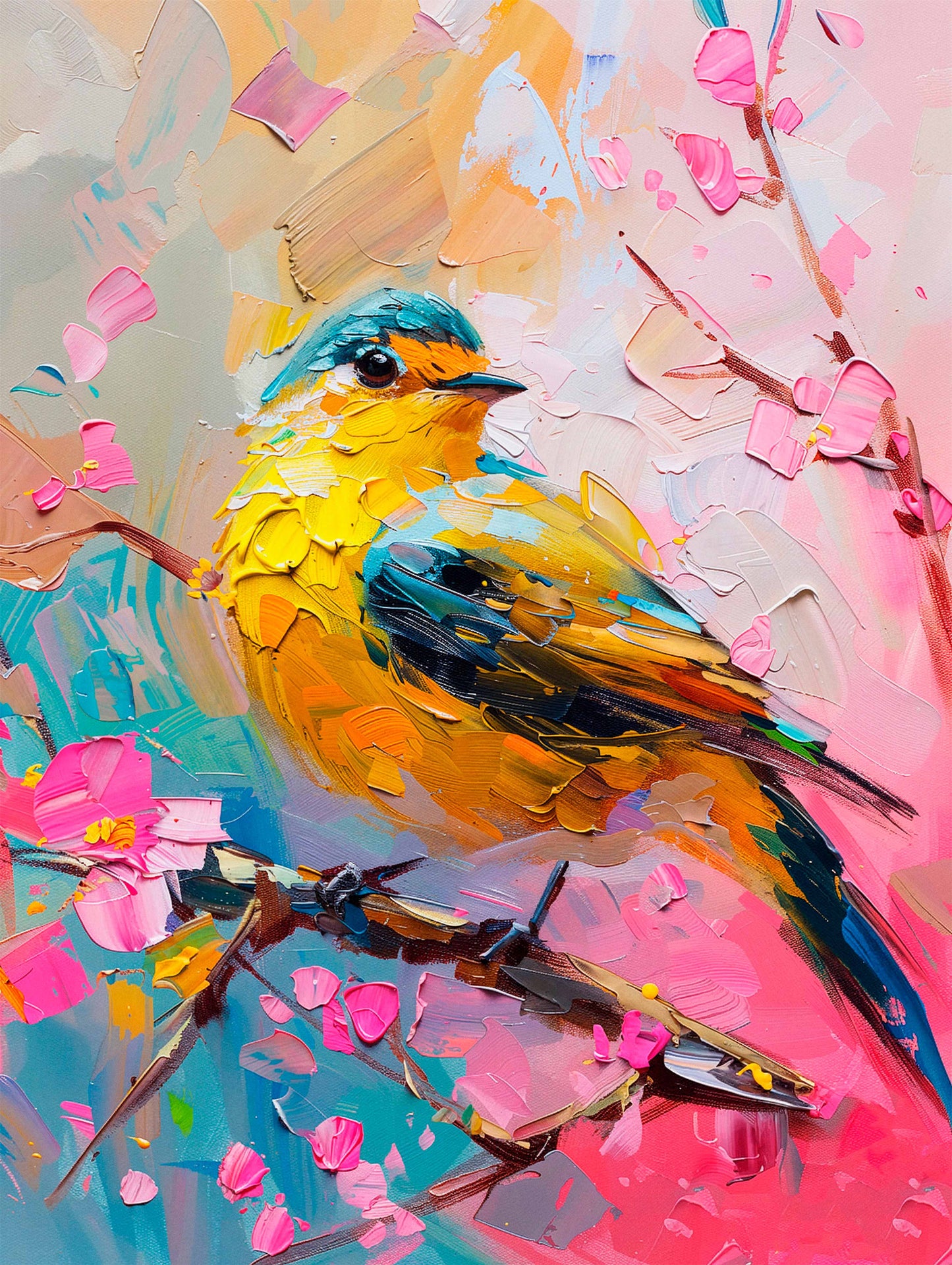Radiant Serenade - Warbler in Bloom - Limited Edition Canvas