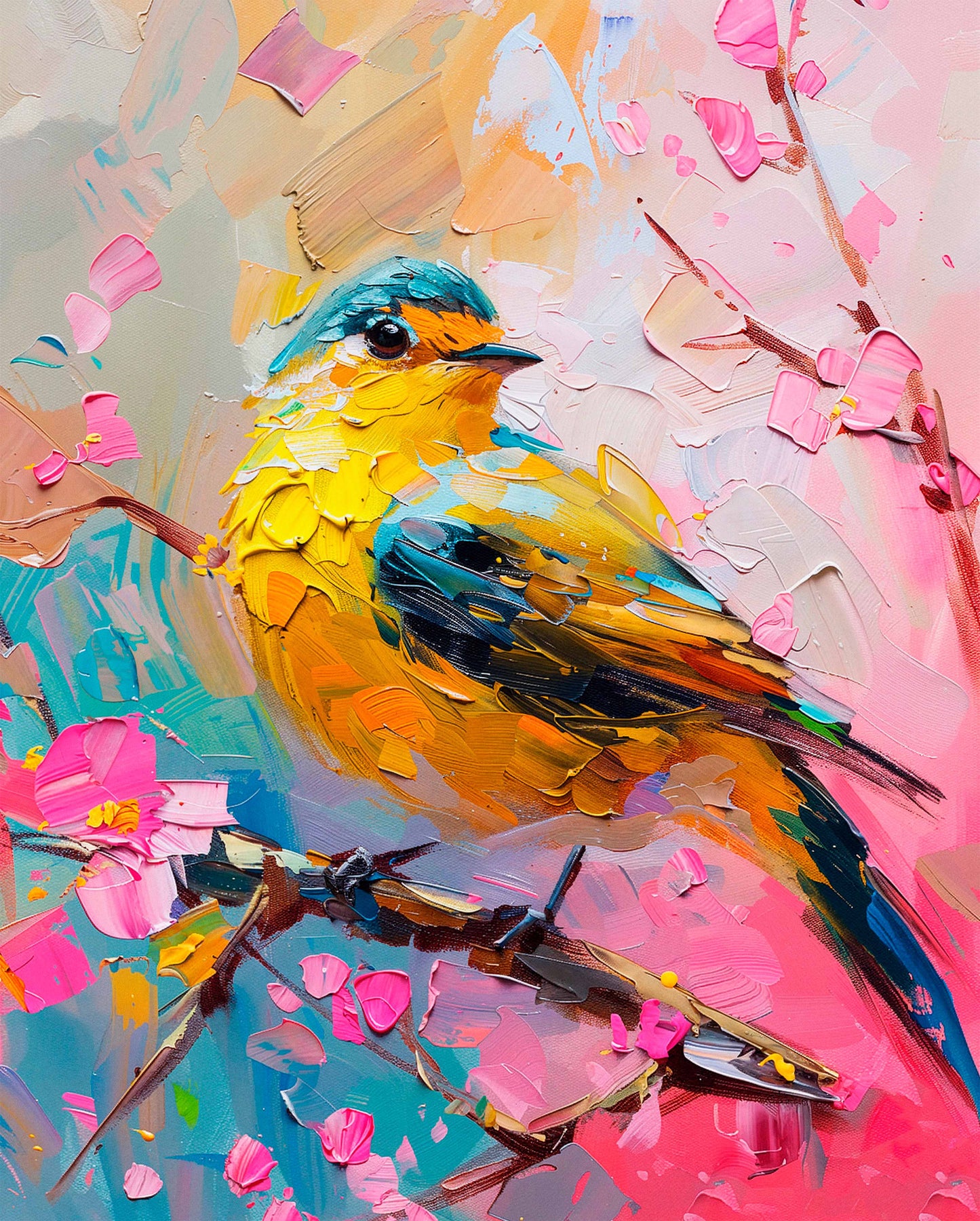 Radiant Serenade - Warbler in Bloom - Limited Edition Canvas