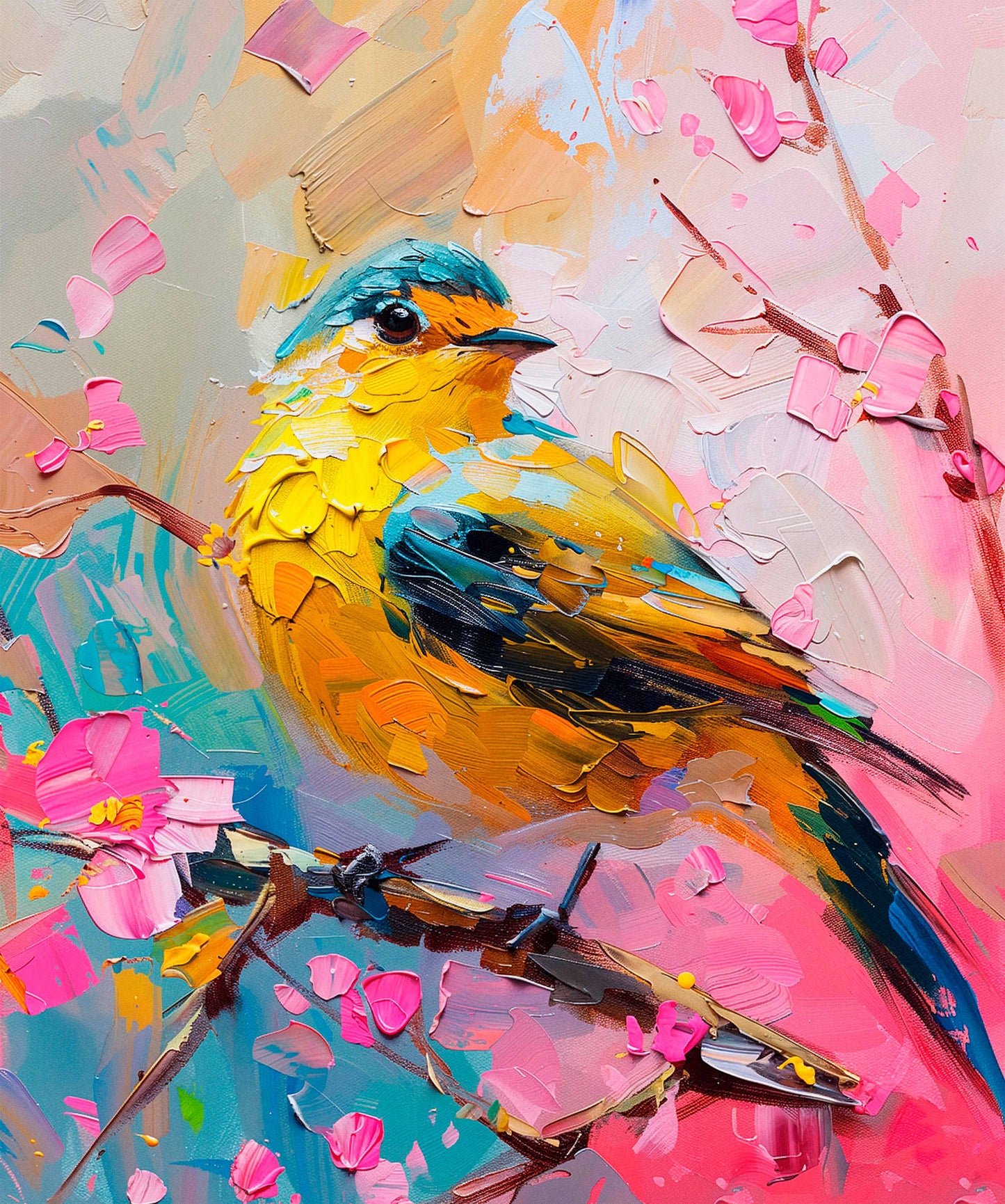 Radiant Serenade - Warbler in Bloom - Limited Edition Canvas