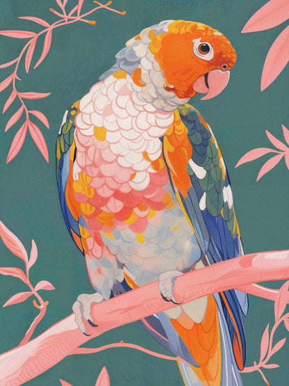 Prismatic Perch - Sun Conure in Dreamy Grove - Limited Edition Canvas
