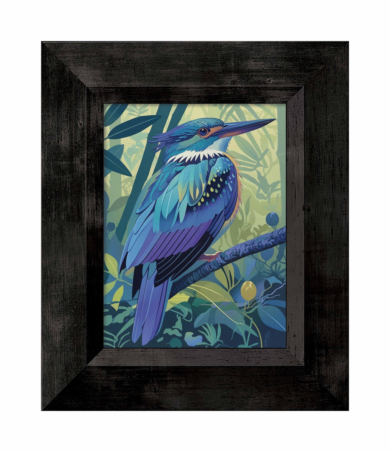 Tropical Splendor - Kingfisher in Lush Jungle - Limited Edition Canvas
