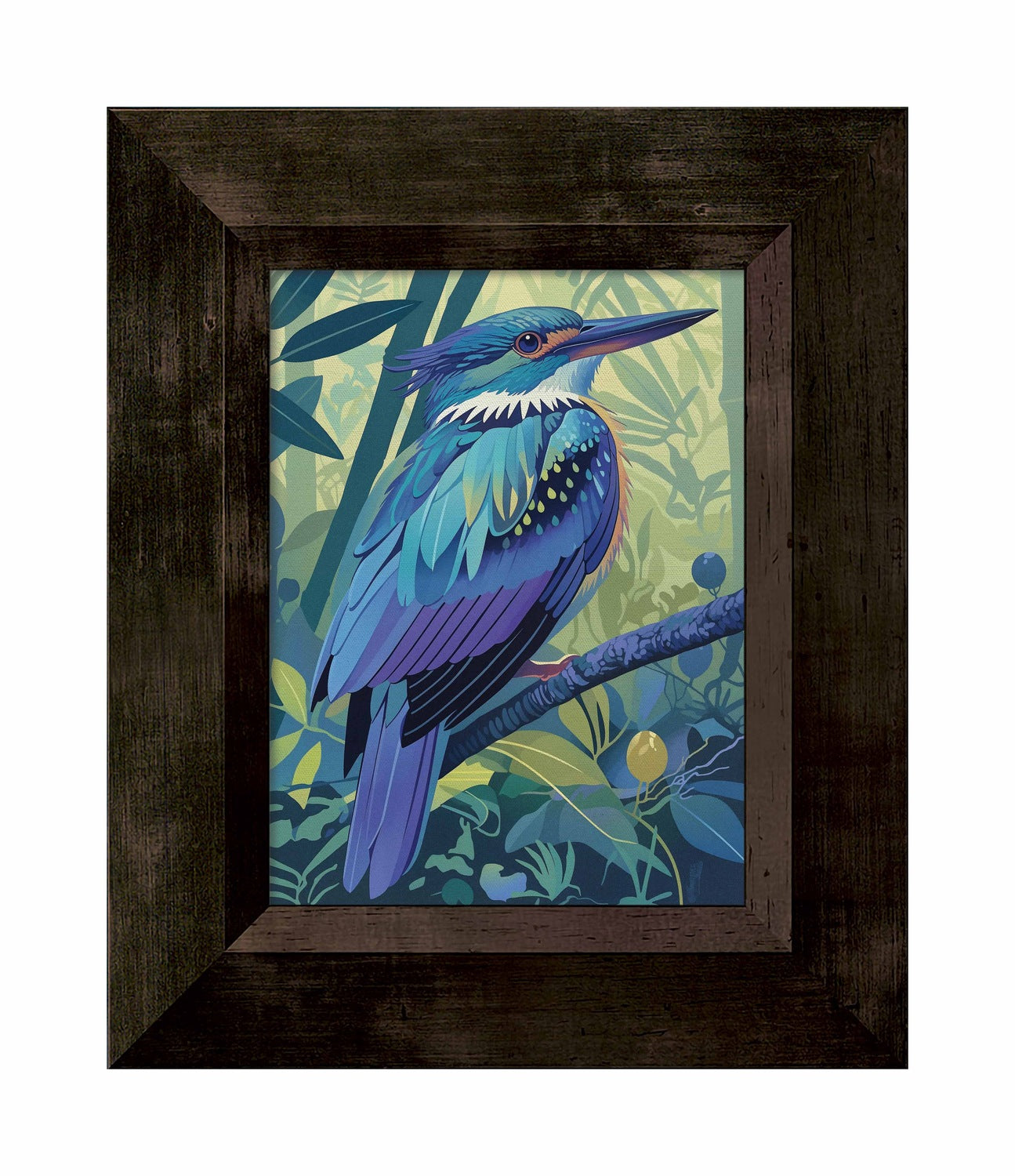 Tropical Splendor - Kingfisher in Lush Jungle - Limited Edition Canvas