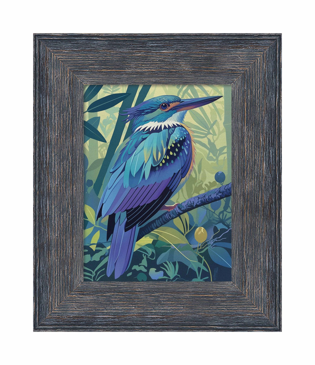 Tropical Splendor - Kingfisher in Lush Jungle - Limited Edition Canvas
