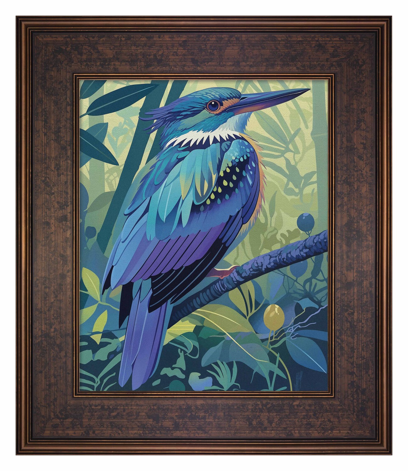 Tropical Splendor - Kingfisher in Lush Jungle - Limited Edition Canvas