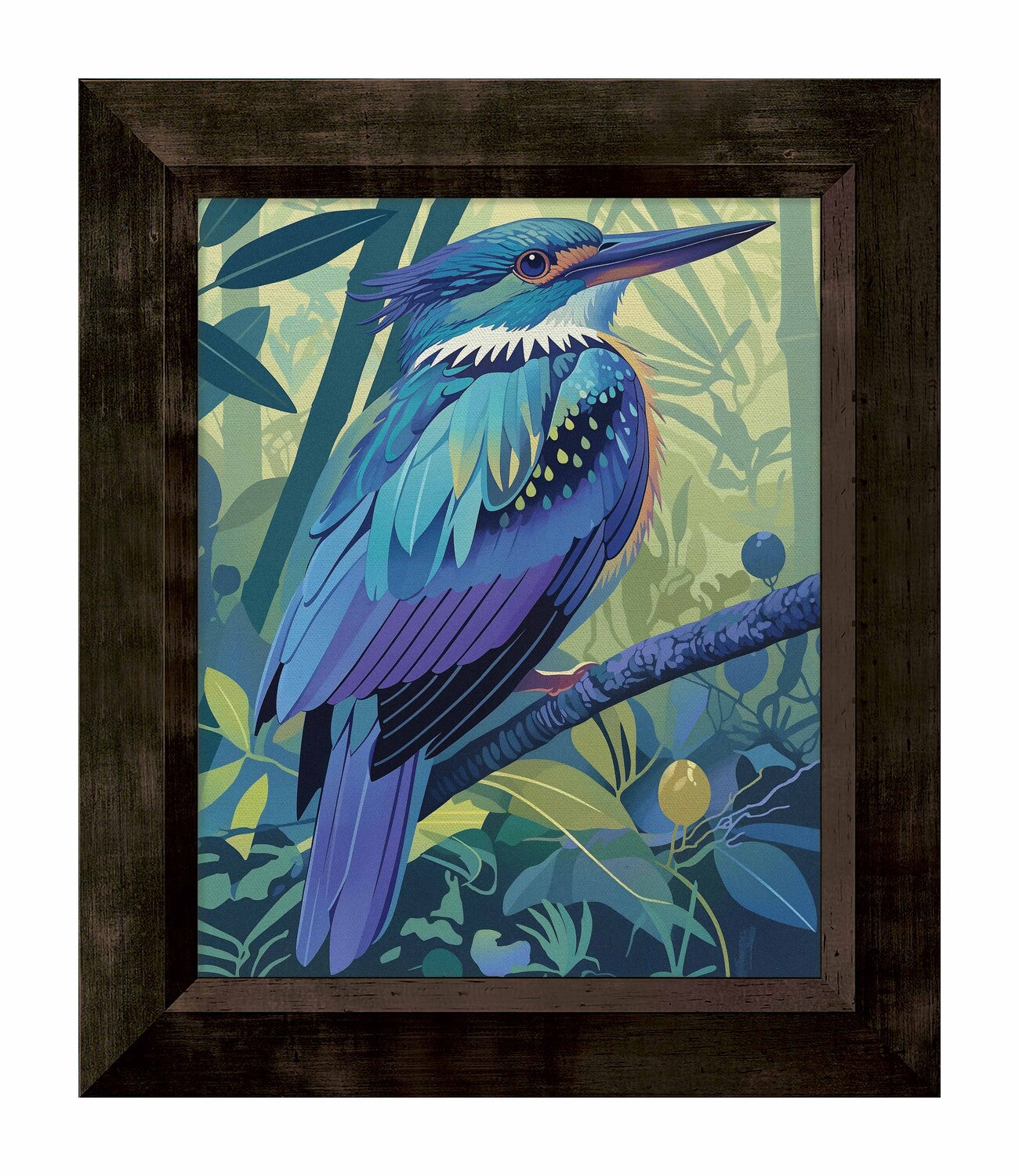 Tropical Splendor - Kingfisher in Lush Jungle - Limited Edition Canvas