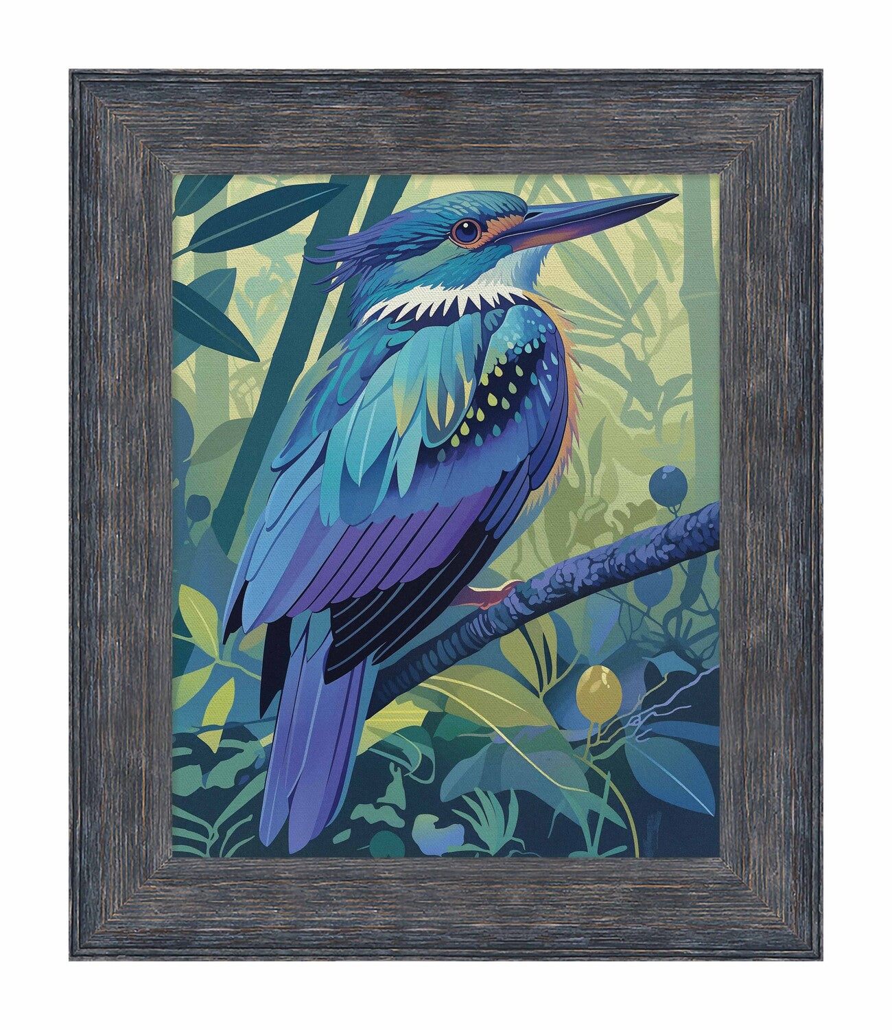 Tropical Splendor - Kingfisher in Lush Jungle - Limited Edition Canvas