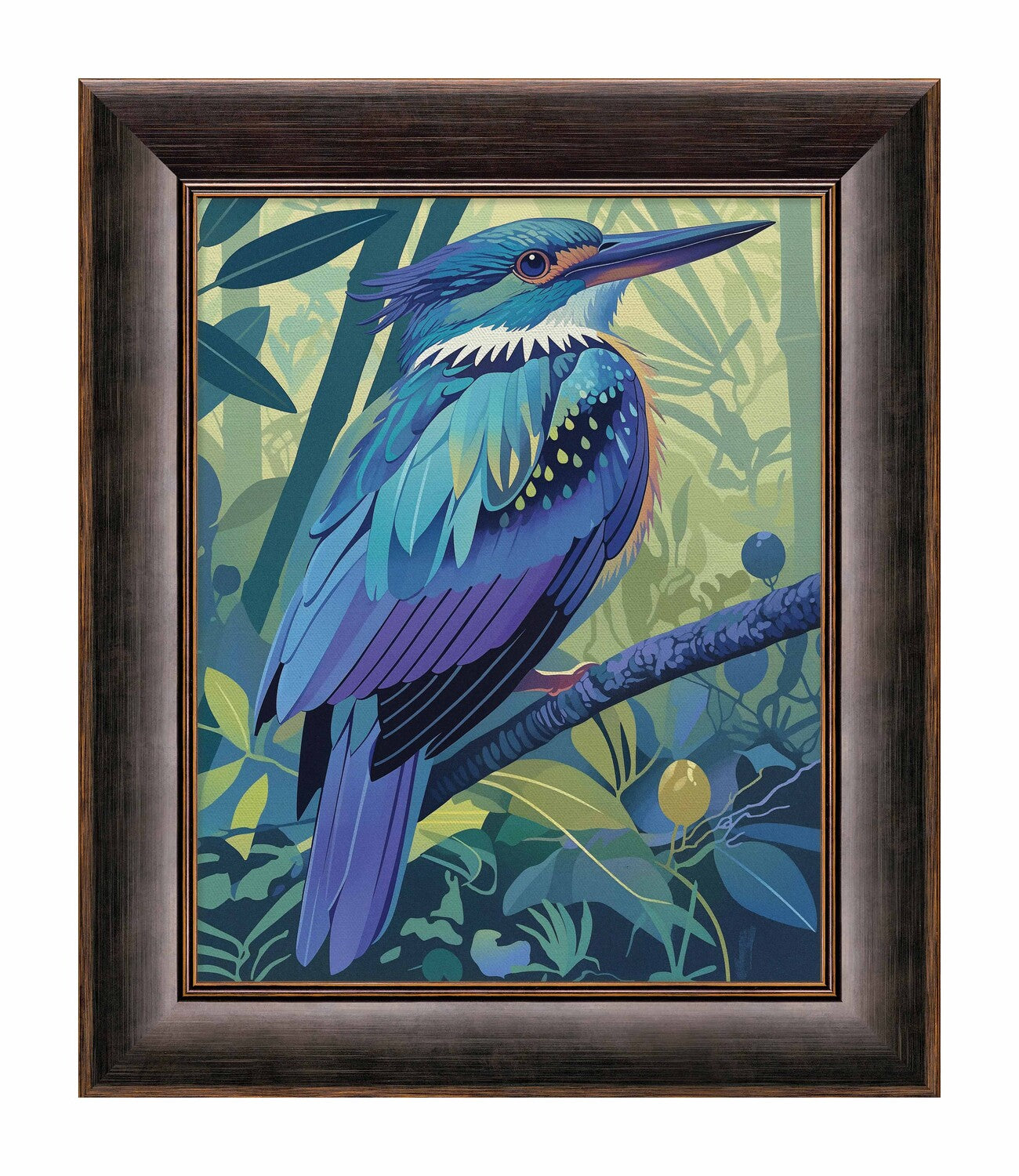 Tropical Splendor - Kingfisher in Lush Jungle - Limited Edition Canvas