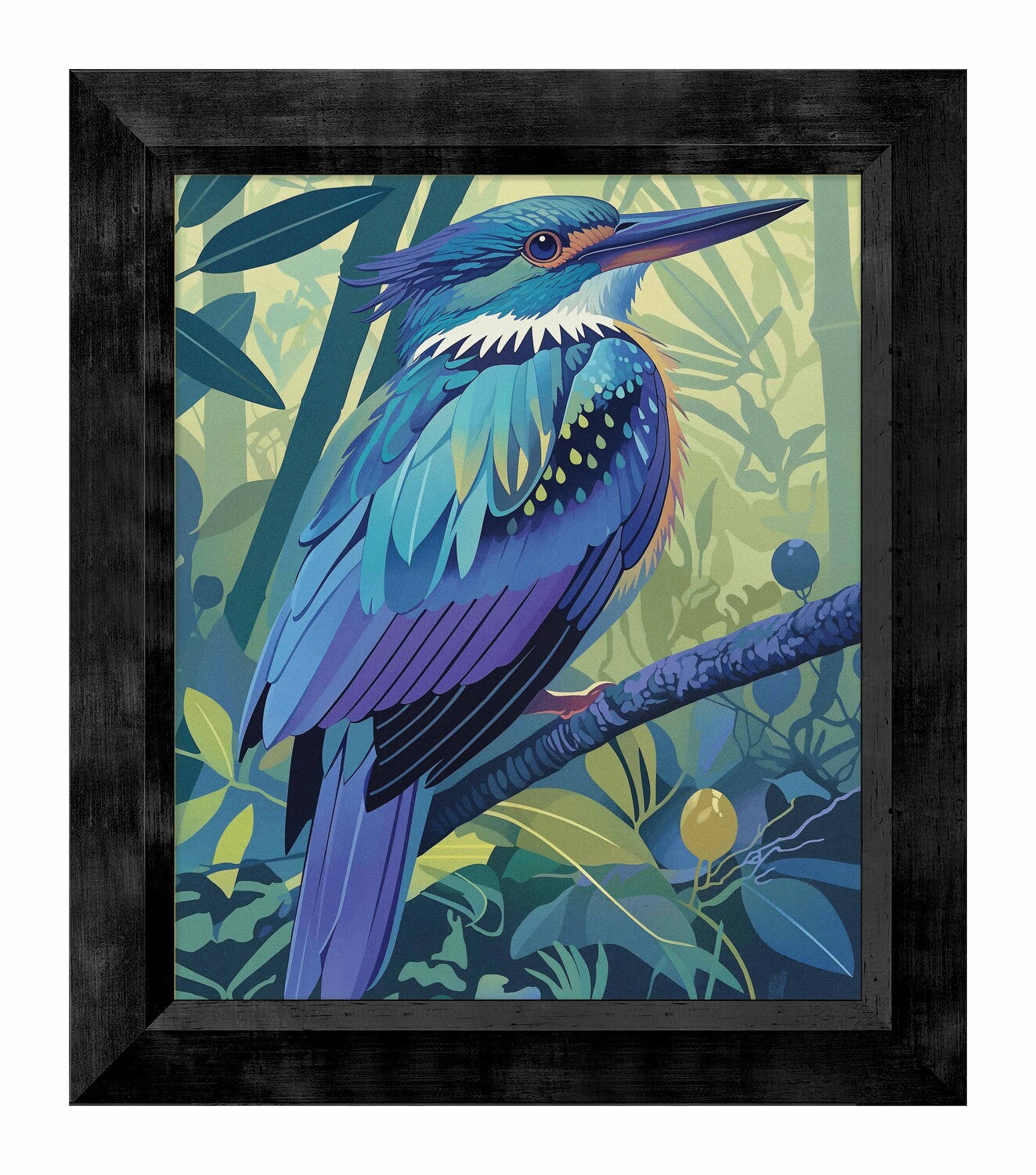 Tropical Splendor - Kingfisher in Lush Jungle - Limited Edition Canvas