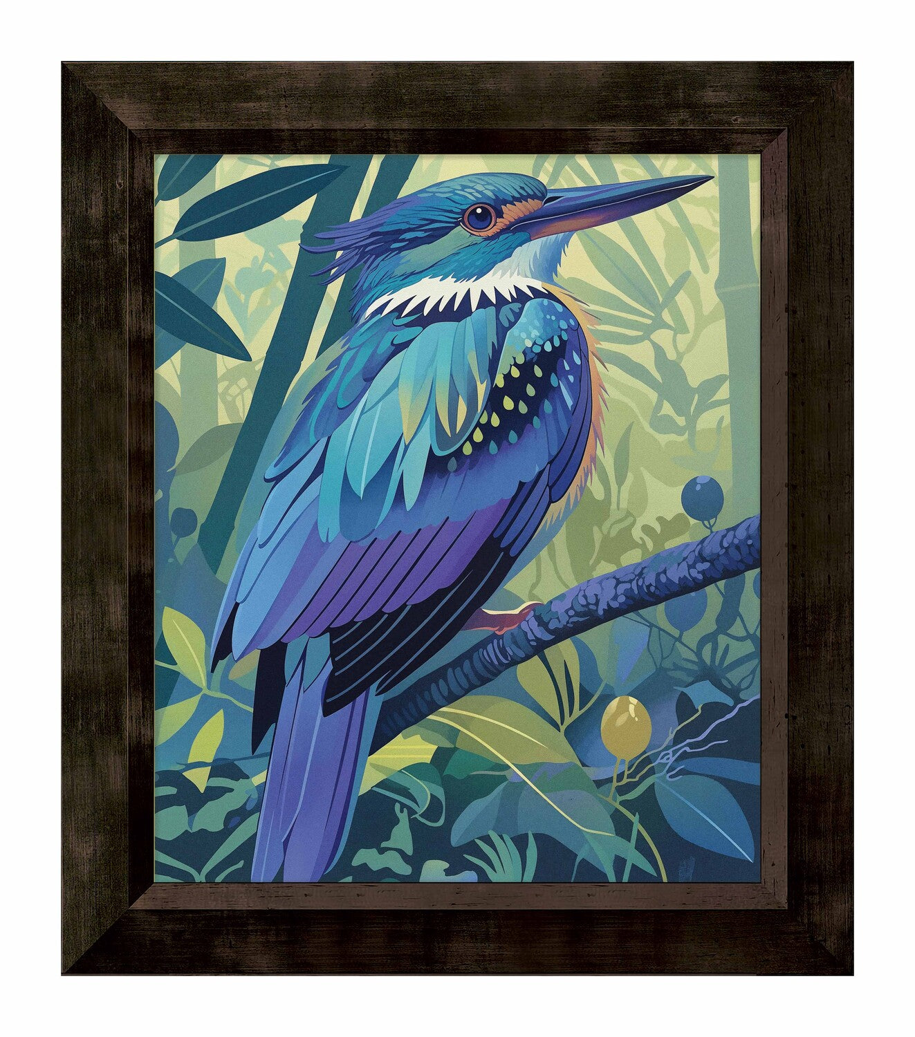 Tropical Splendor - Kingfisher in Lush Jungle - Limited Edition Canvas