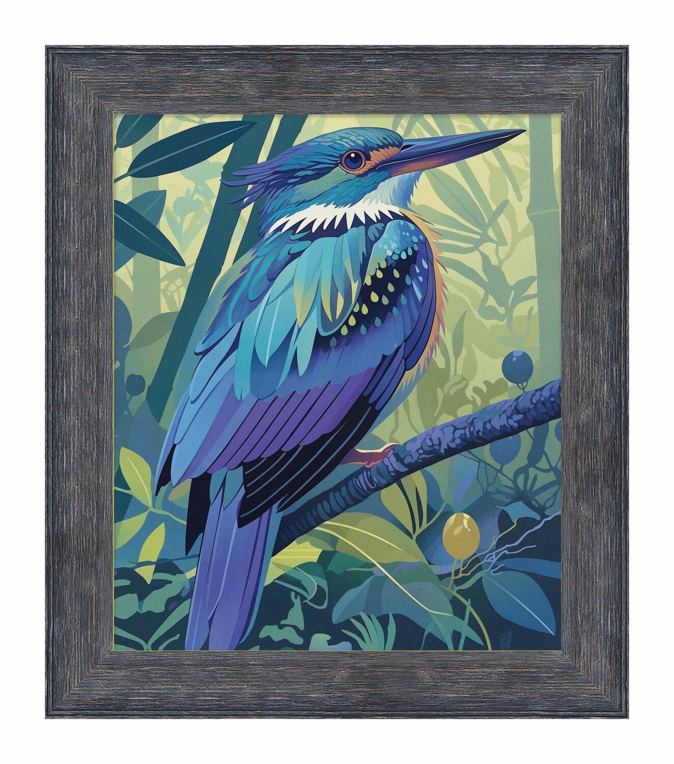 Tropical Splendor - Kingfisher in Lush Jungle - Limited Edition Canvas