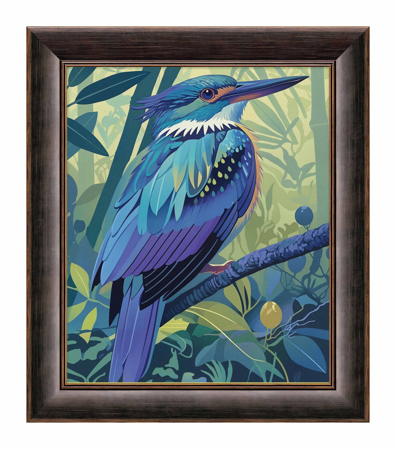 Tropical Splendor - Kingfisher in Lush Jungle - Limited Edition Canvas