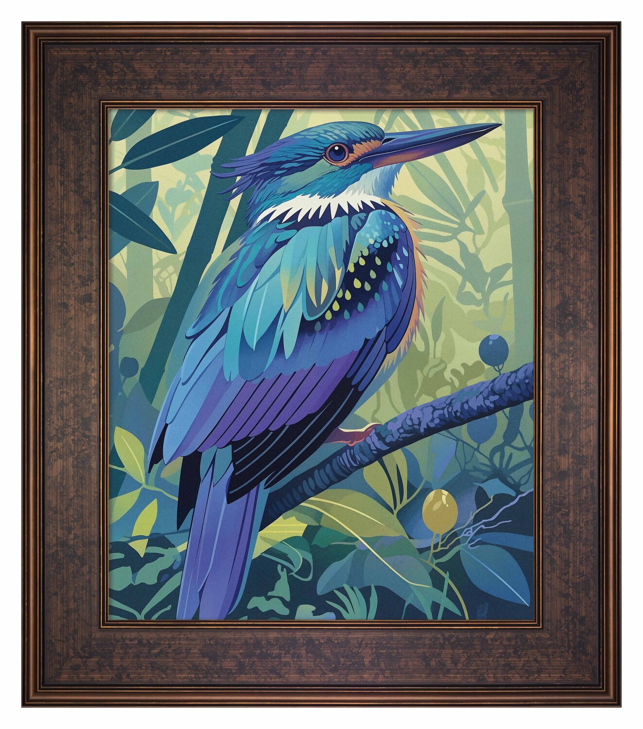 Tropical Splendor - Kingfisher in Lush Jungle - Limited Edition Canvas