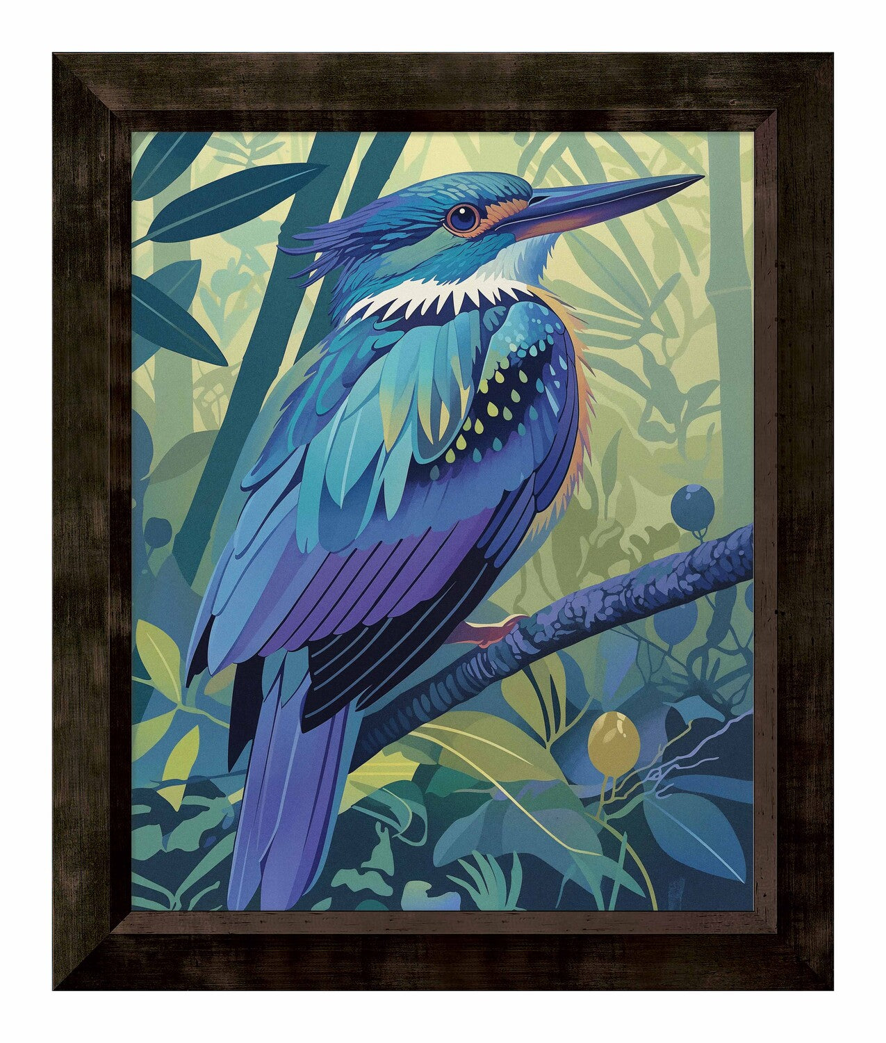 Tropical Splendor - Kingfisher in Lush Jungle - Limited Edition Canvas