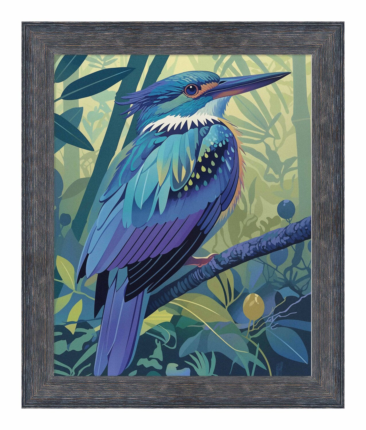 Tropical Splendor - Kingfisher in Lush Jungle - Limited Edition Canvas