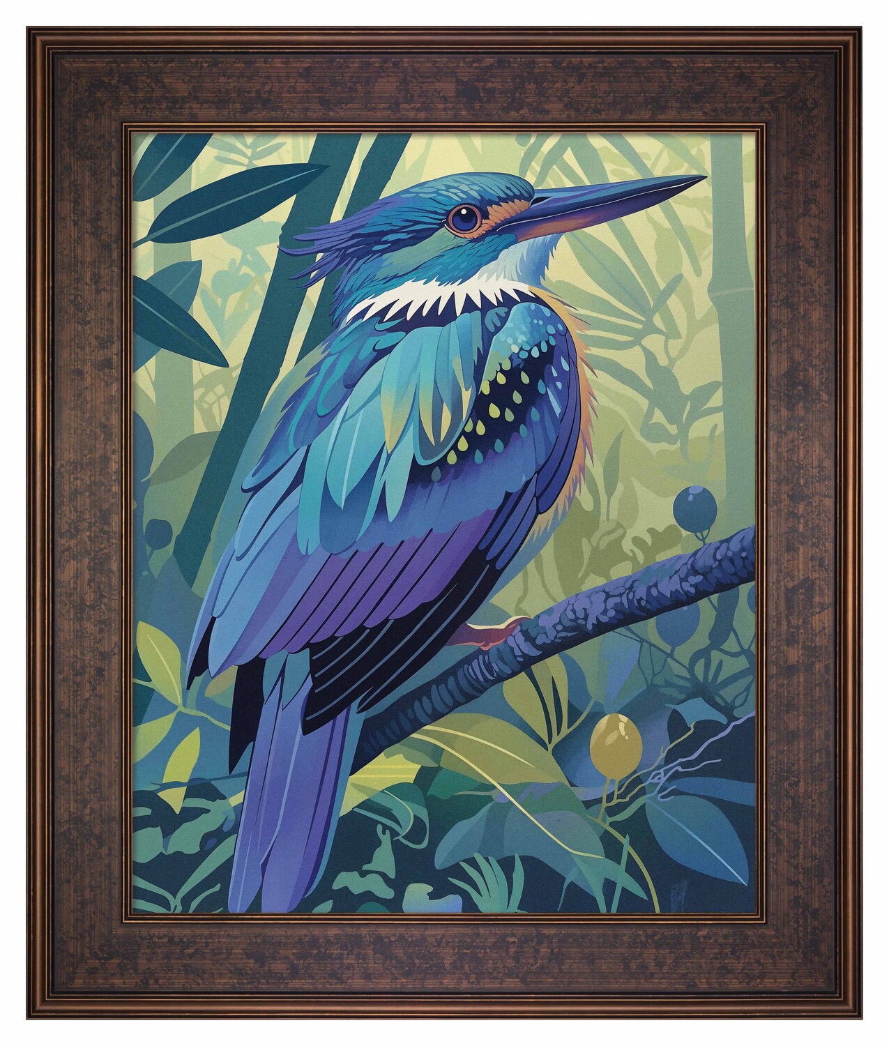 Tropical Splendor - Kingfisher in Lush Jungle - Limited Edition Canvas