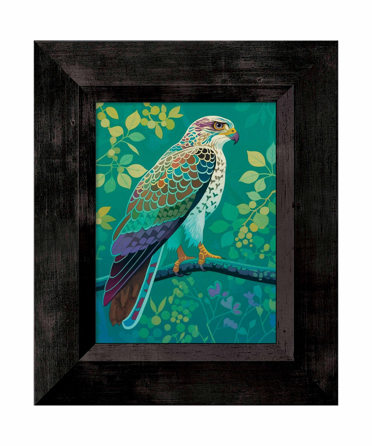 Vibrant Vigil - Hawk in Lush Canopy - Limited Edition Canvas