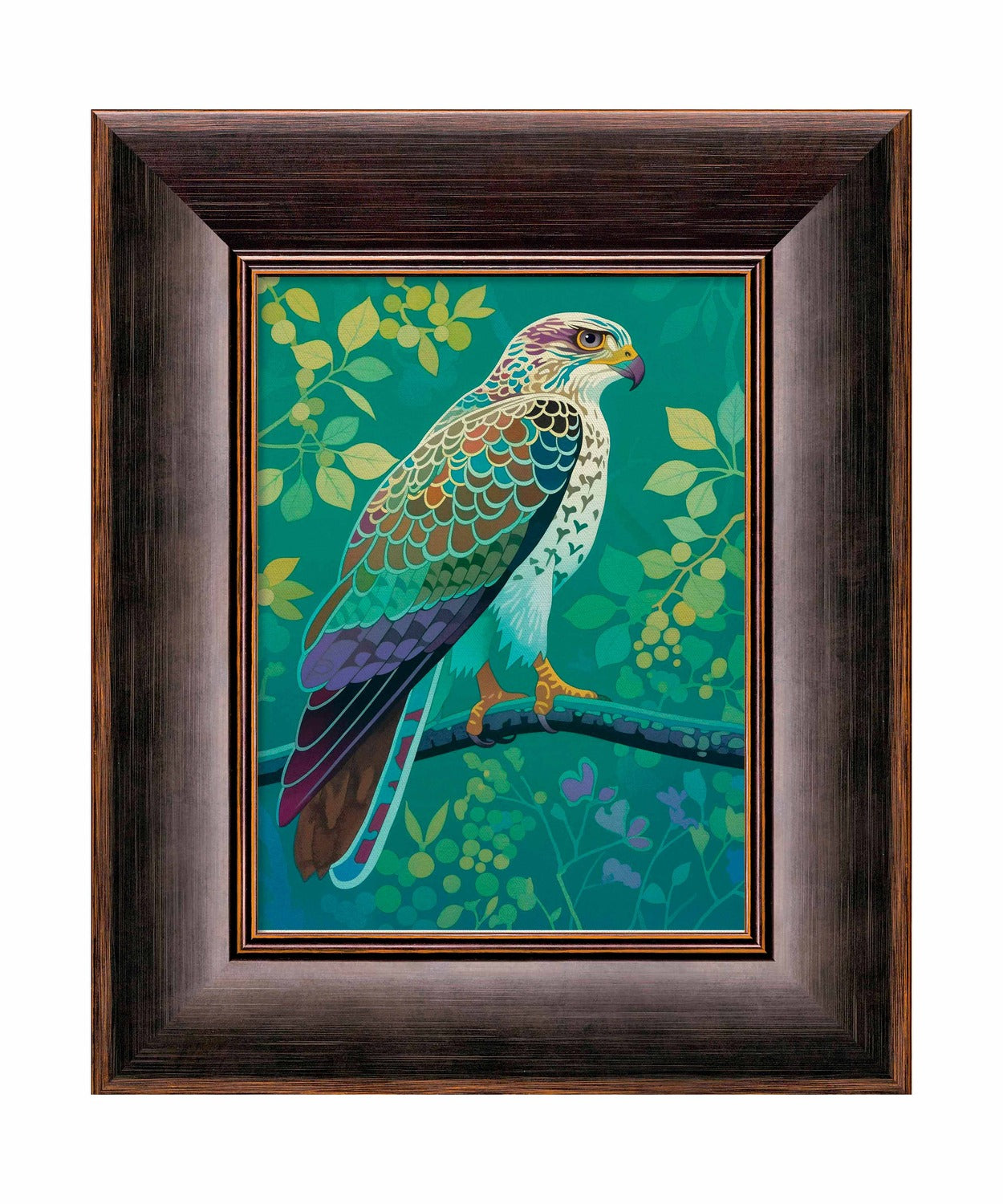 Vibrant Vigil - Hawk in Lush Canopy - Limited Edition Canvas