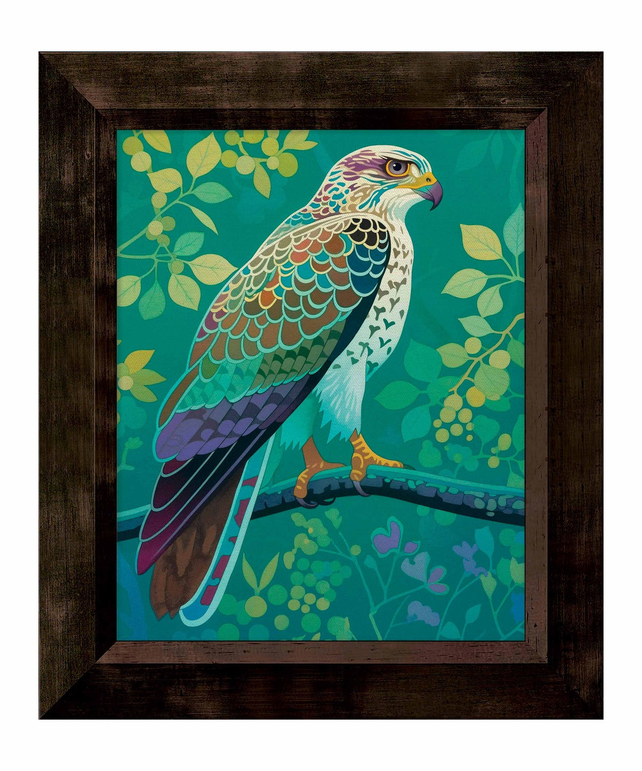 Vibrant Vigil - Hawk in Lush Canopy - Limited Edition Canvas
