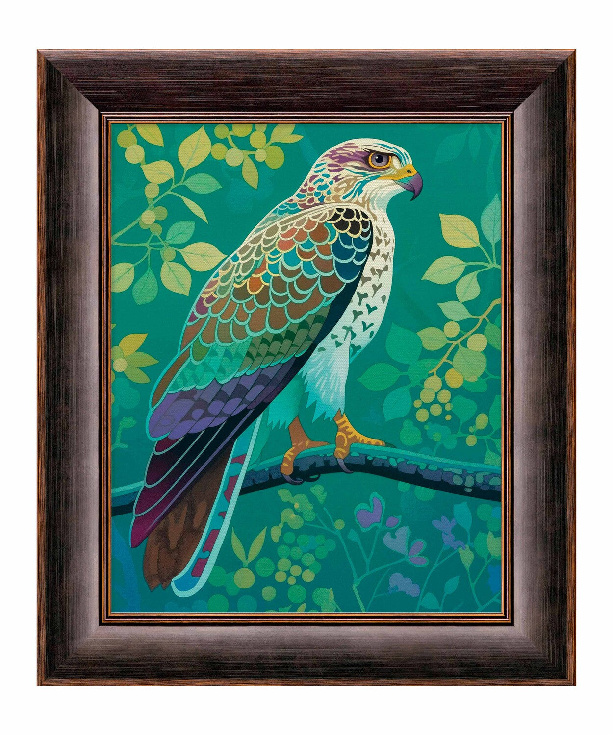 Vibrant Vigil - Hawk in Lush Canopy - Limited Edition Canvas