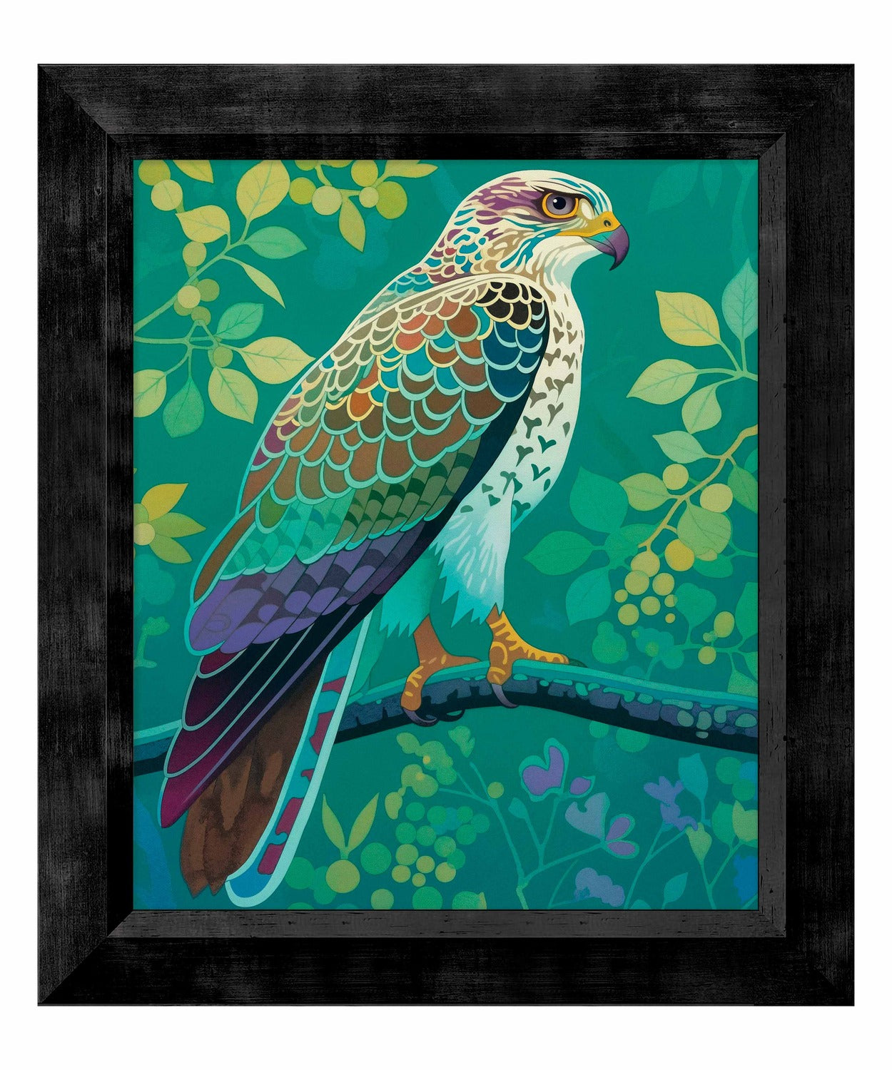 Vibrant Vigil - Hawk in Lush Canopy - Limited Edition Canvas