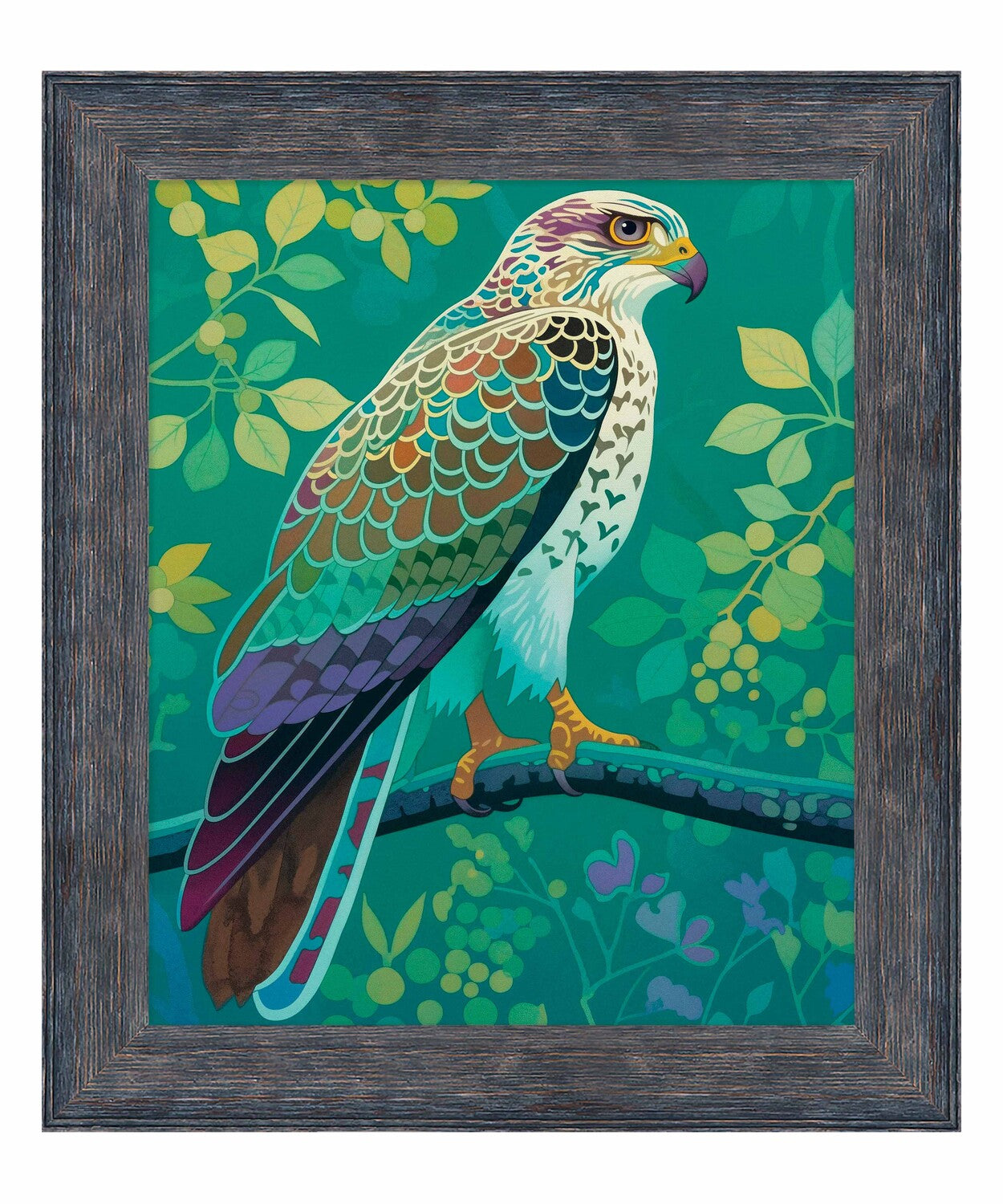 Vibrant Vigil - Hawk in Lush Canopy - Limited Edition Canvas